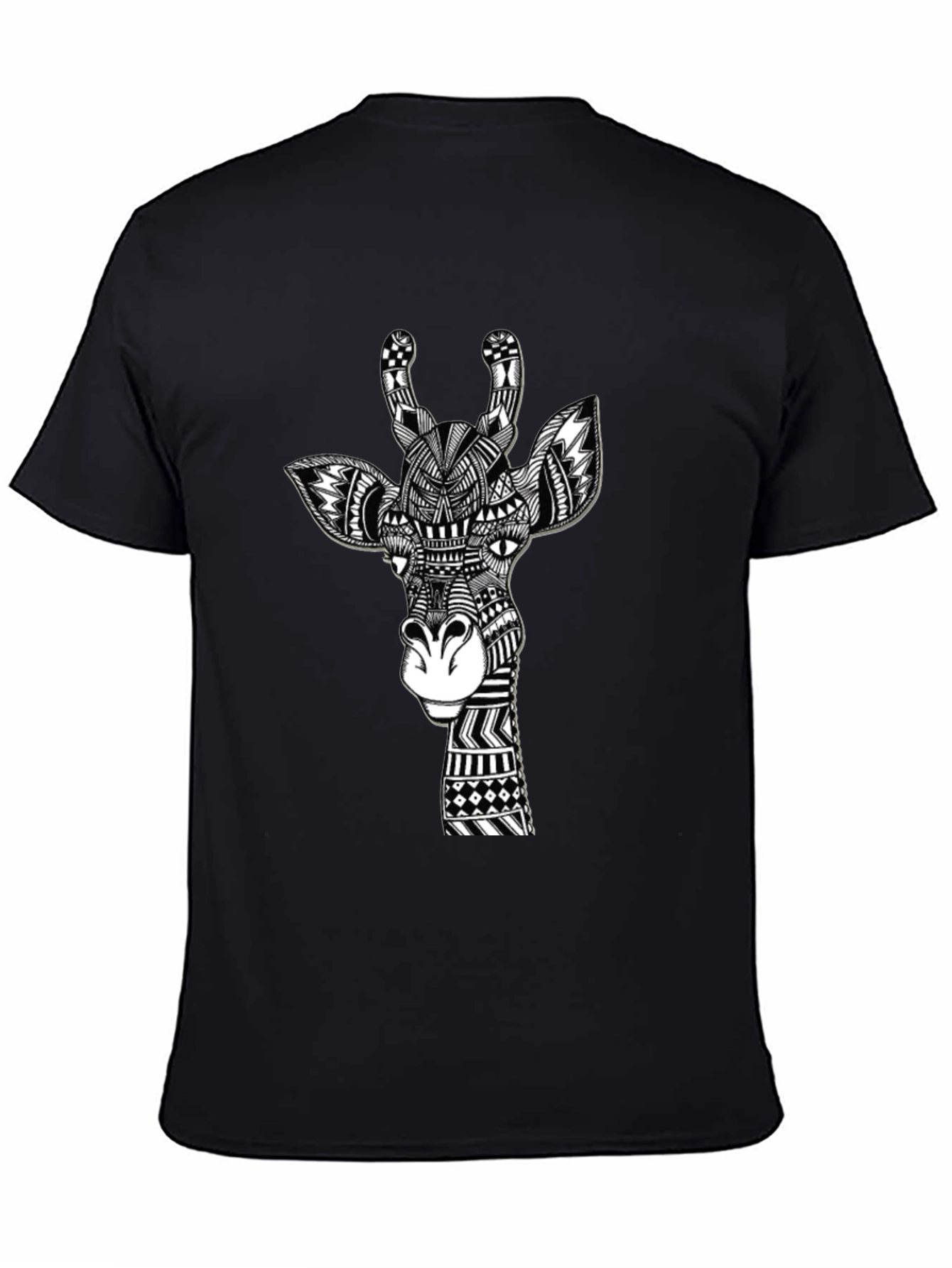 Giraffe Art Black T-Shirt Unique Design