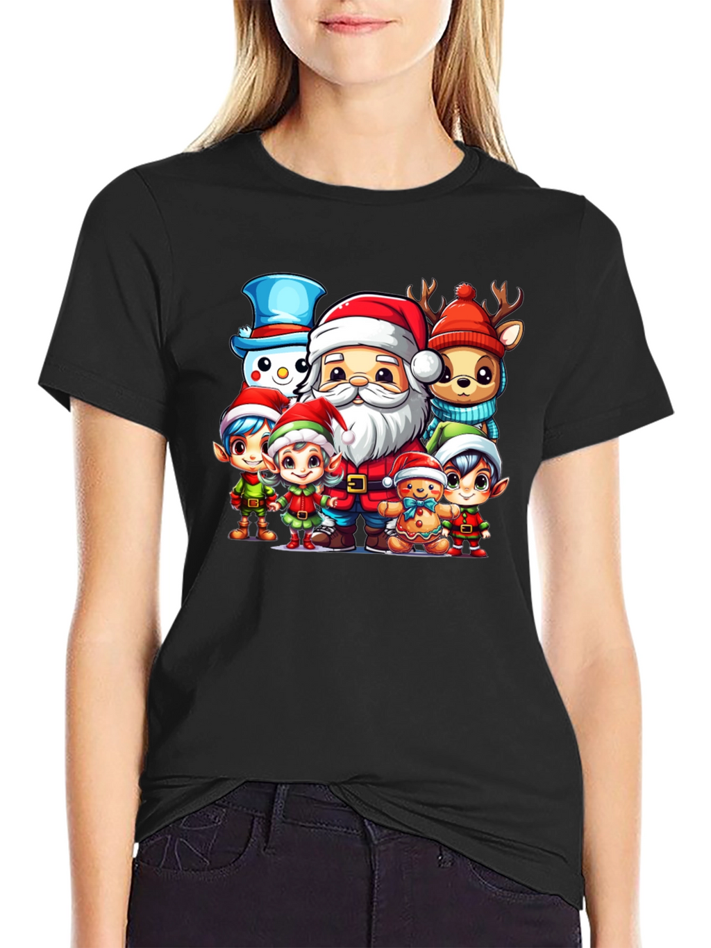 Festive Cartoon Christmas Graphic Tee