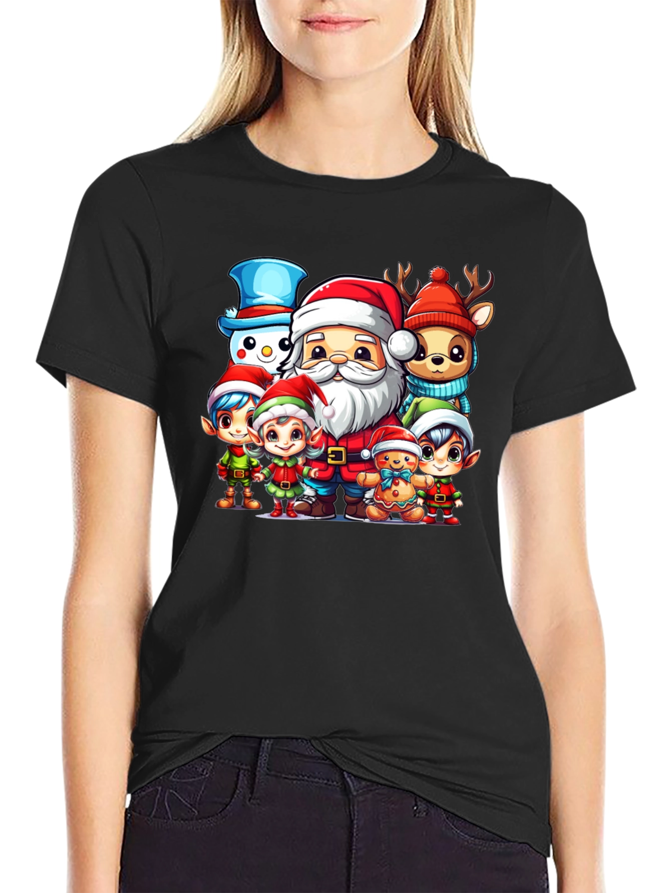 Festive Cartoon Christmas Graphic Tee