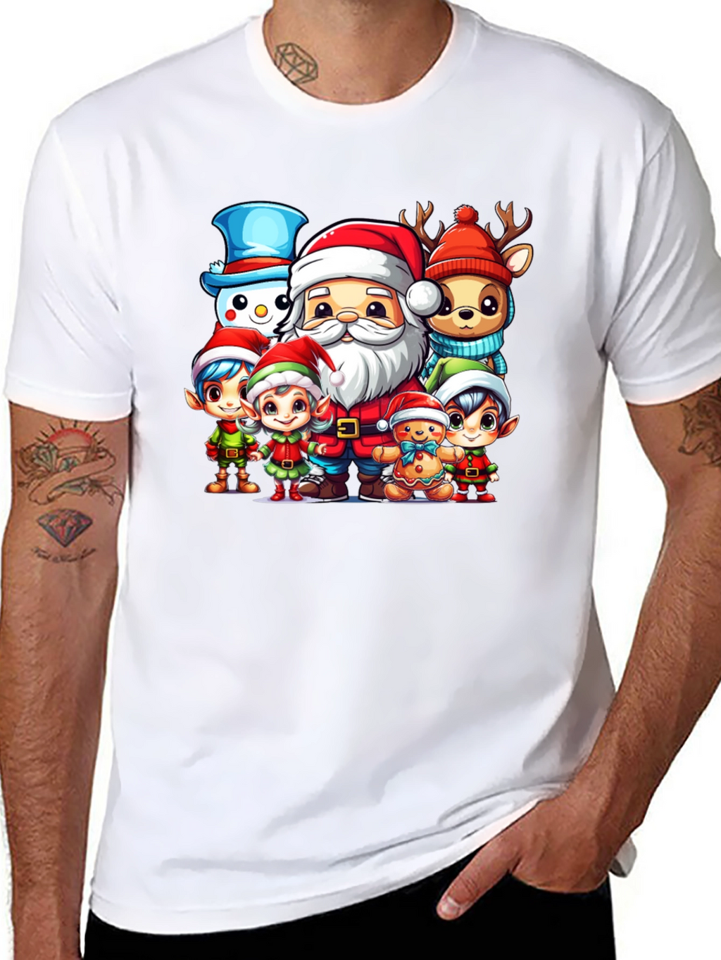 Festive Cartoon Christmas Graphic Tee