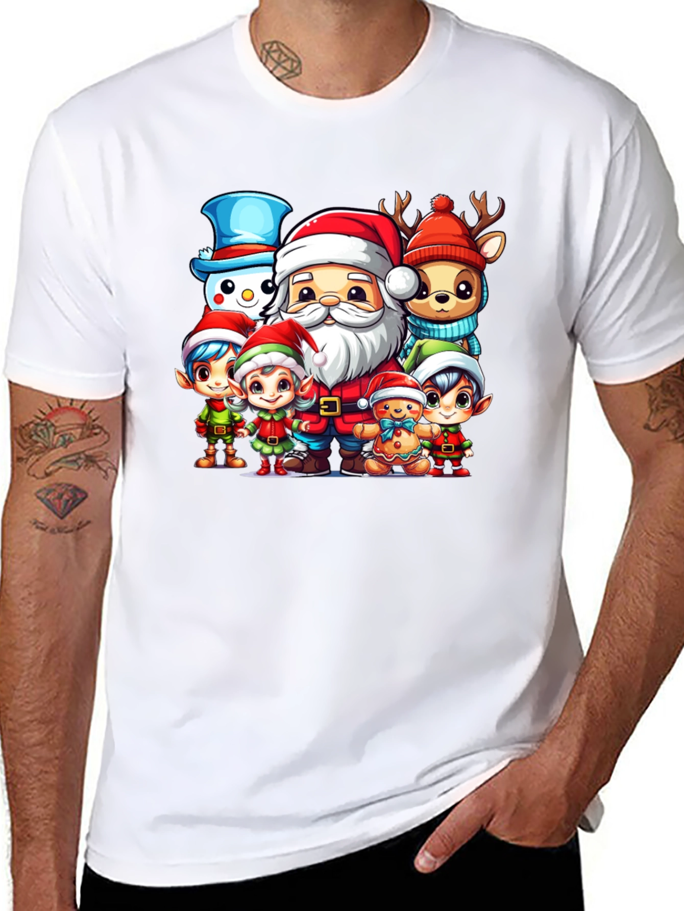 Festive Cartoon Christmas Graphic Tee