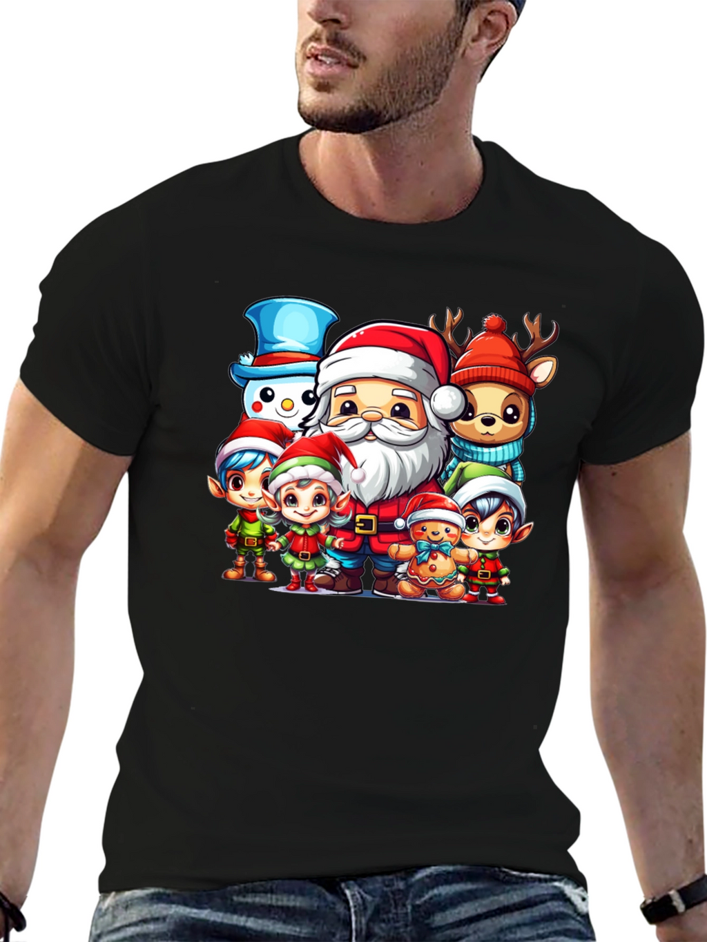 Festive Cartoon Christmas Graphic Tee