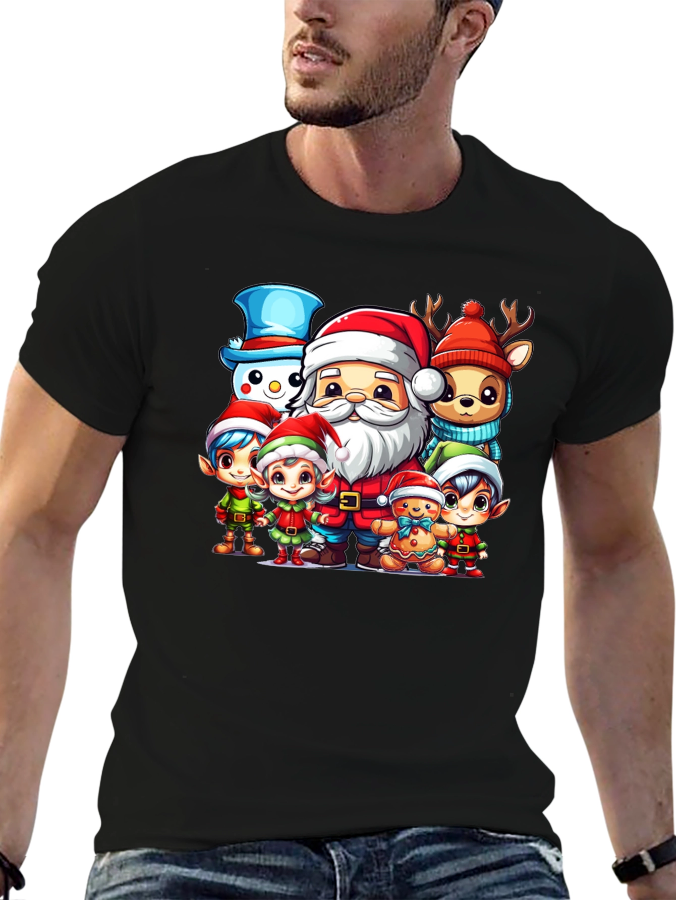 Festive Cartoon Christmas Graphic Tee