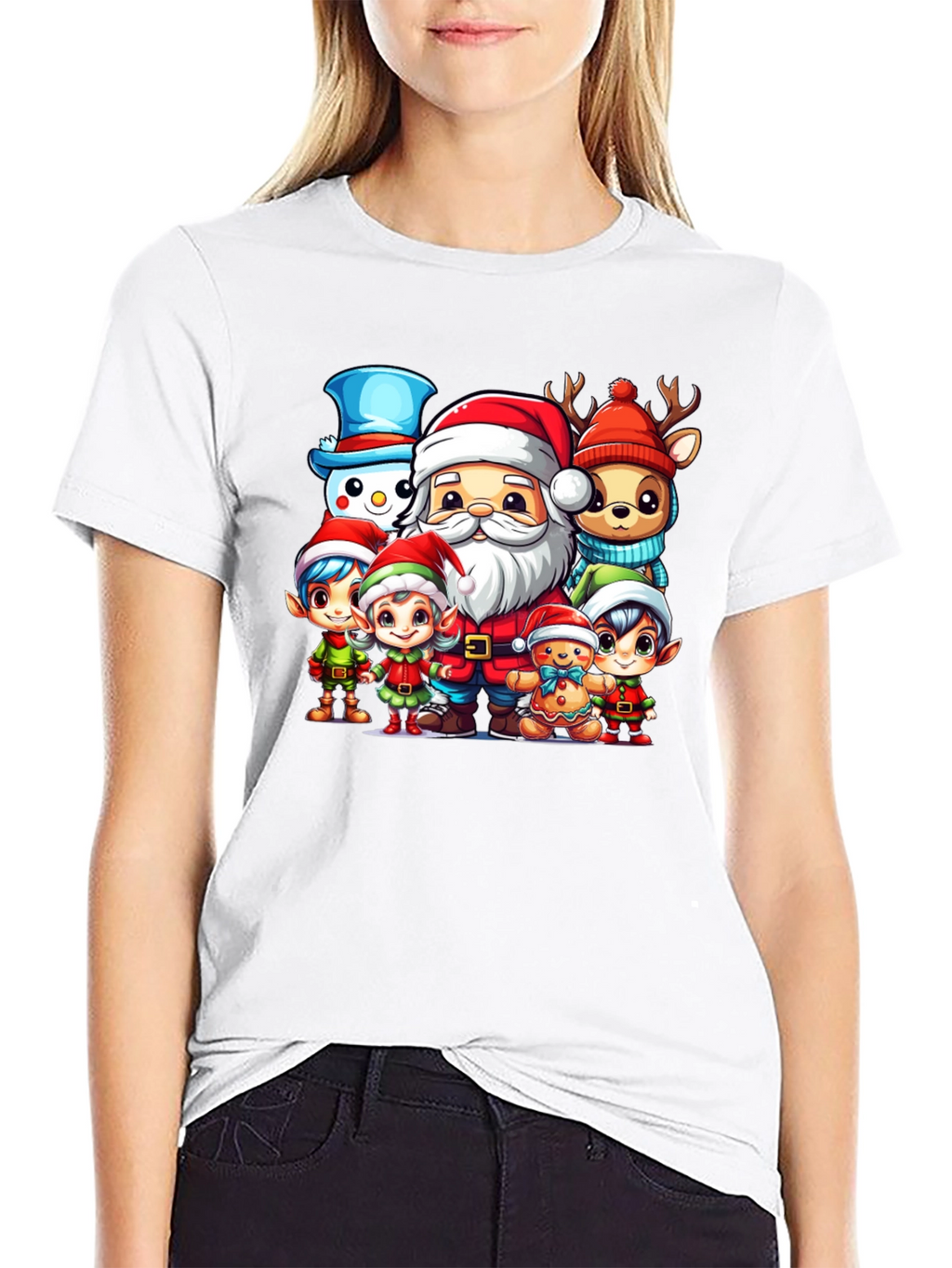Festive Cartoon Christmas Graphic Tee