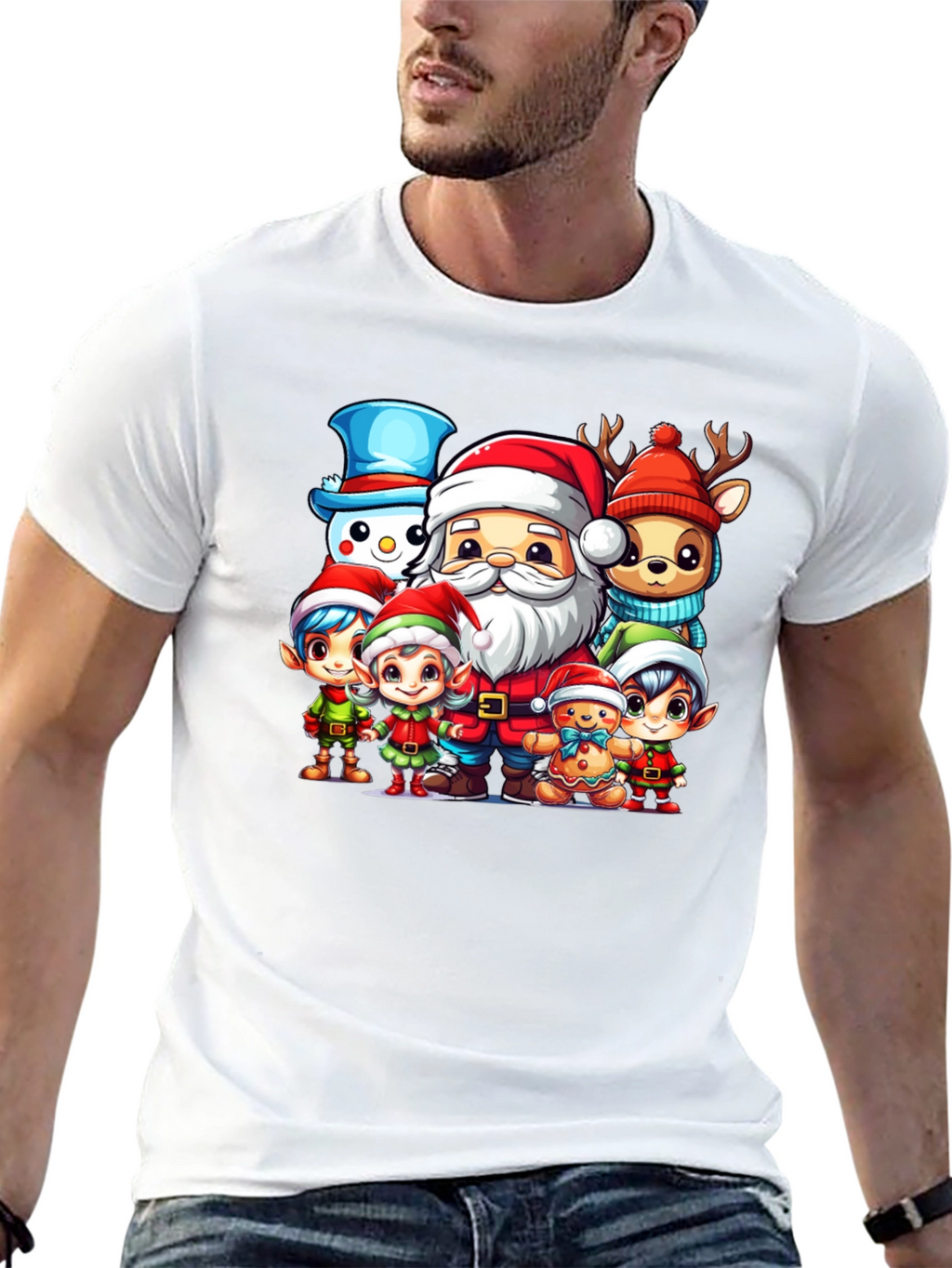 Festive Cartoon Christmas Graphic Tee