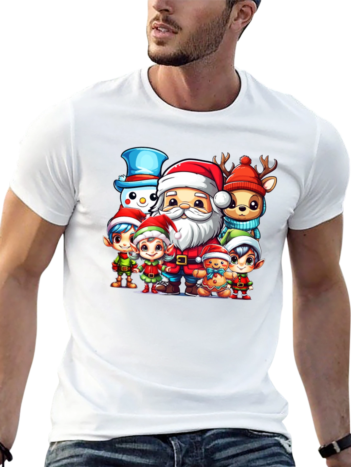 Festive Cartoon Christmas Graphic Tee
