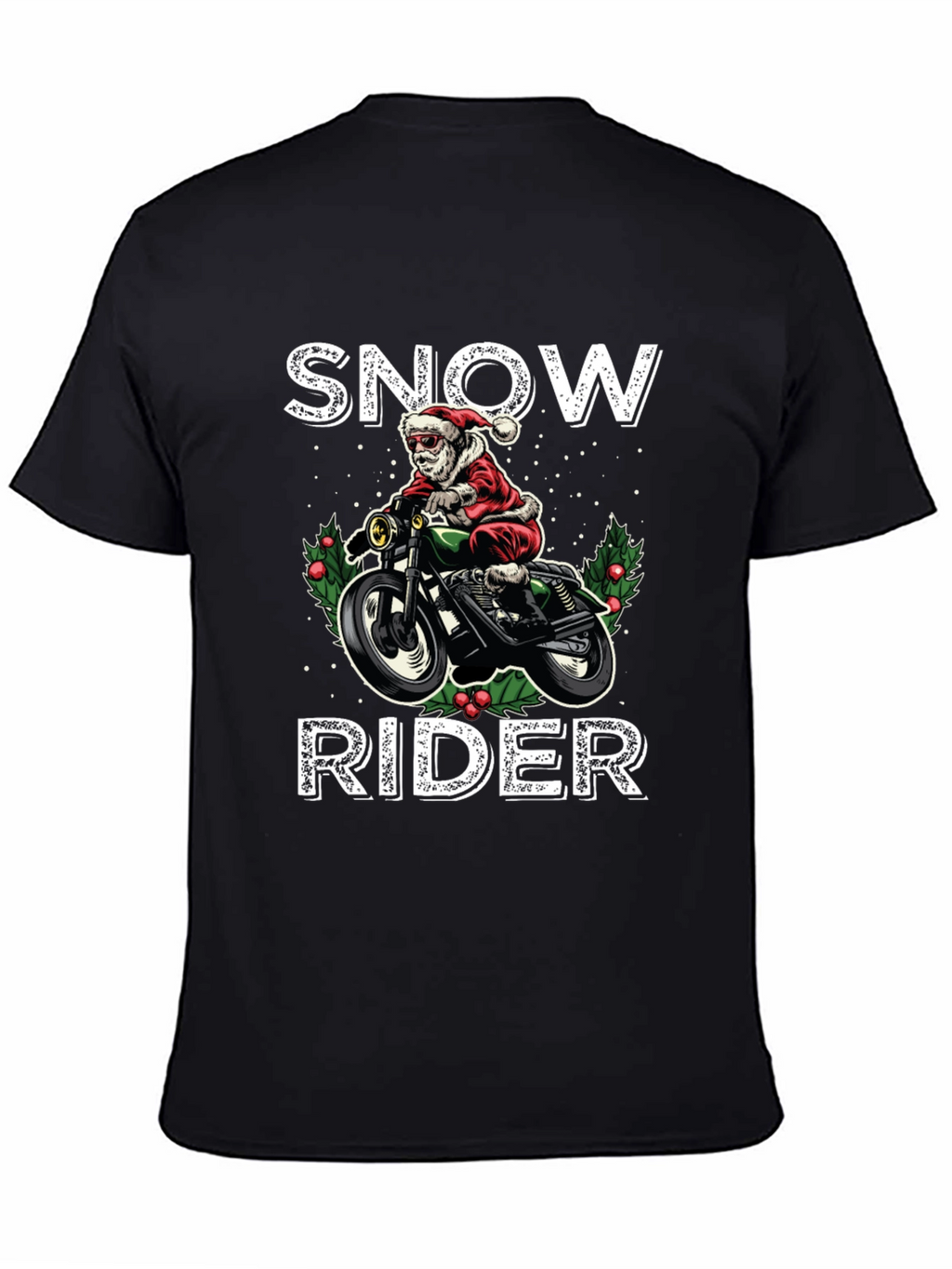 Snow Rider Graphic Tee - Motorcycle Santa Shirt