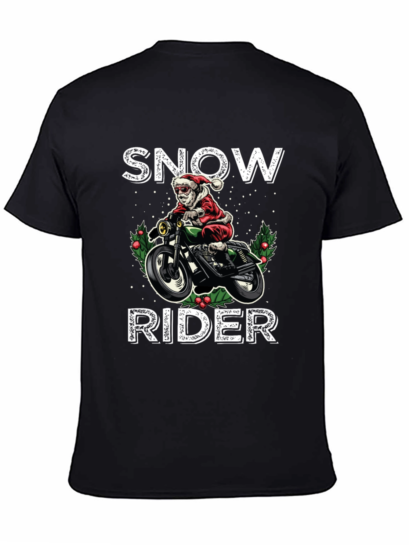 Snow Rider Graphic Tee - Motorcycle Santa Shirt