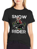 Snow Rider Graphic Tee - Motorcycle Santa Shirt