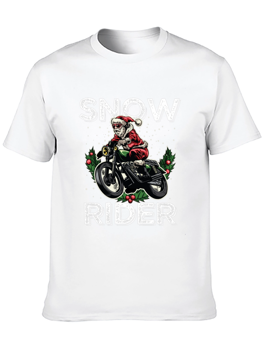 Snow Rider Graphic Tee - Motorcycle Santa Shirt