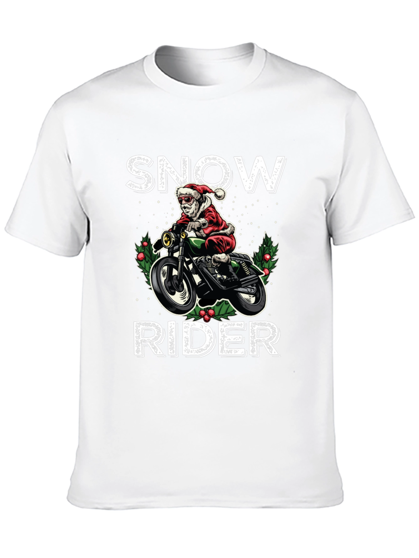 Snow Rider Graphic Tee - Motorcycle Santa Shirt