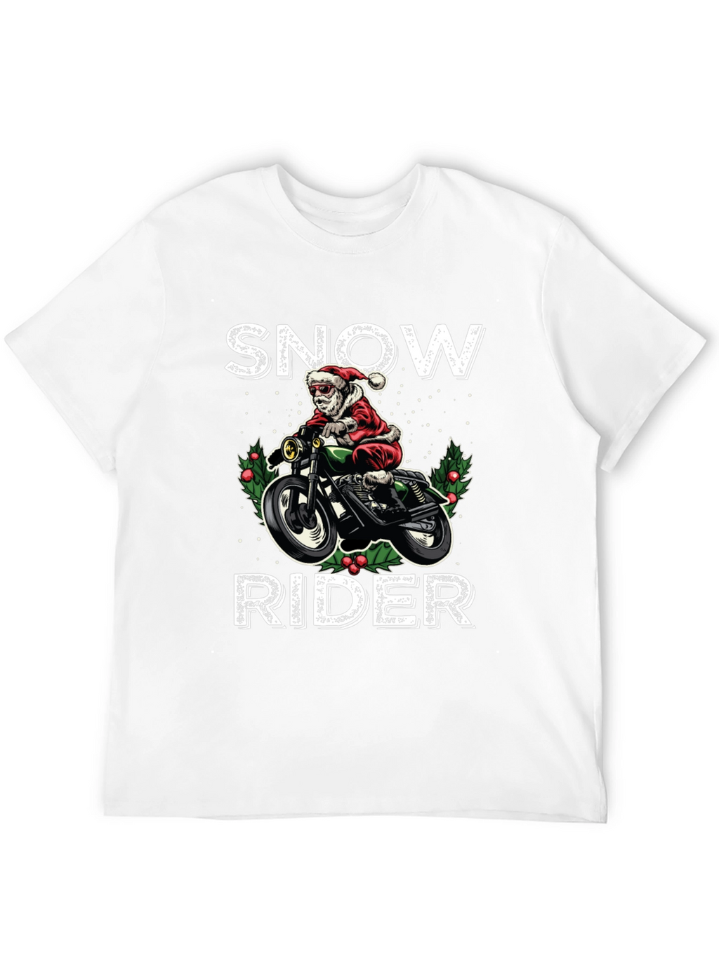 Snow Rider Graphic Tee - Motorcycle Santa Shirt