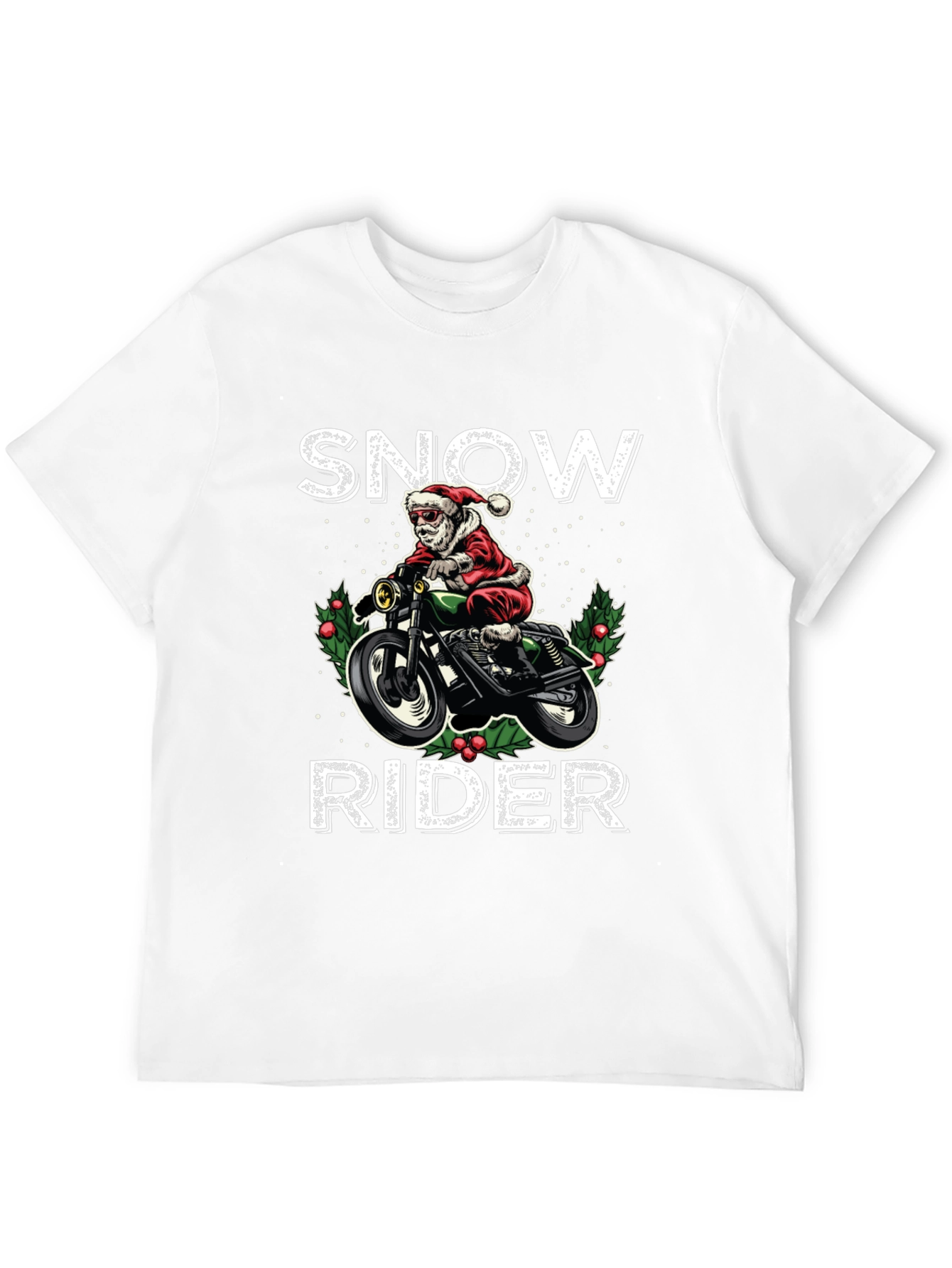 Snow Rider Graphic Tee - Motorcycle Santa Shirt
