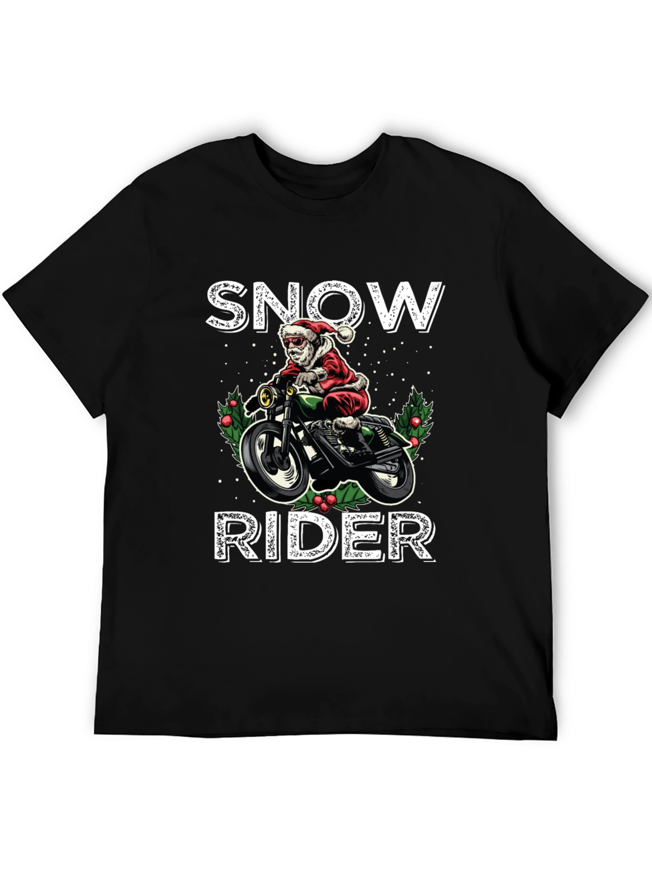 Snow Rider Graphic Tee - Motorcycle Santa Shirt