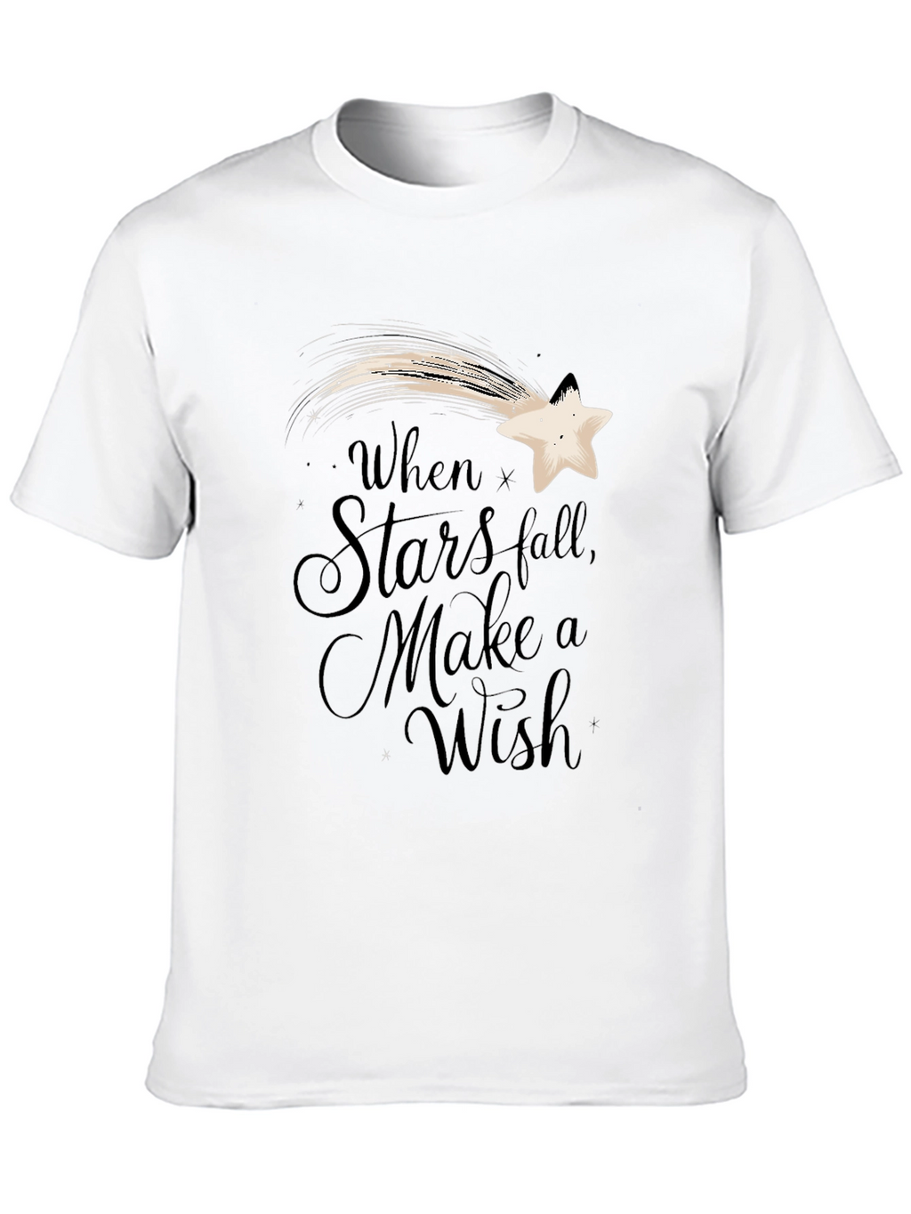 Stars Fall Wish Graphic Tee - Black Casual T-Shirt