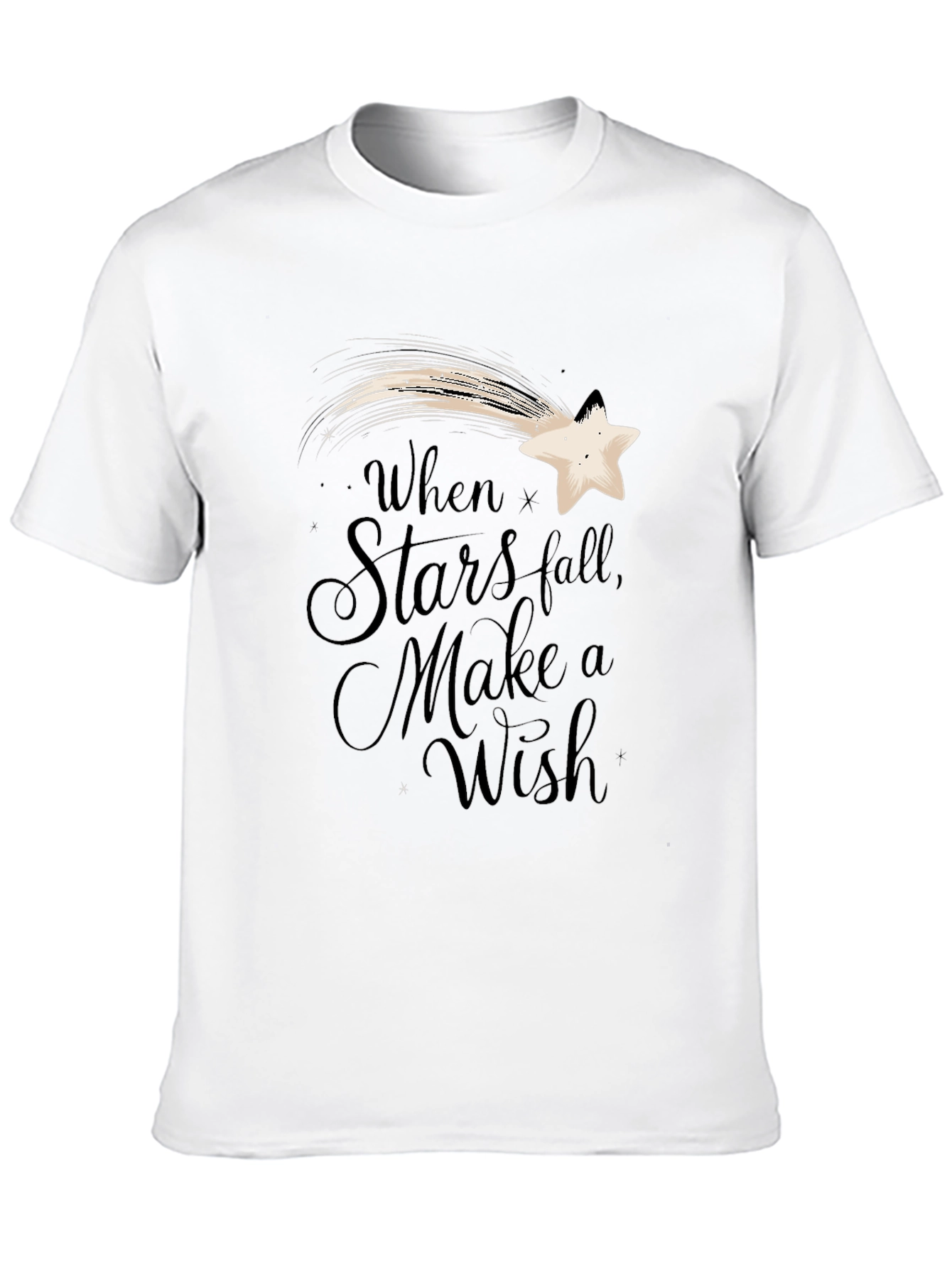 Stars Fall Wish Graphic Tee - Black Casual T-Shirt