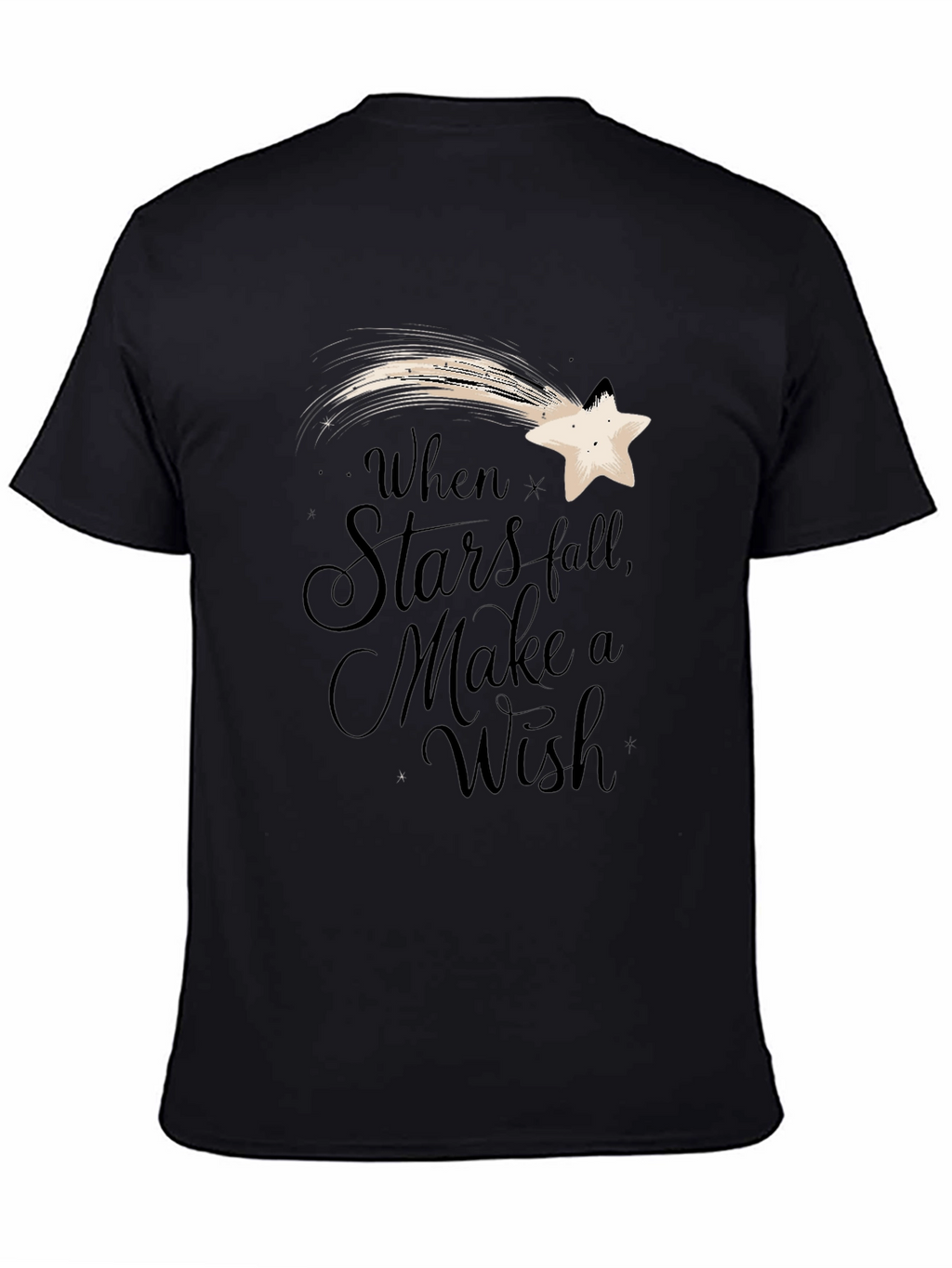 Stars Fall Wish Graphic Tee - Black Casual T-Shirt