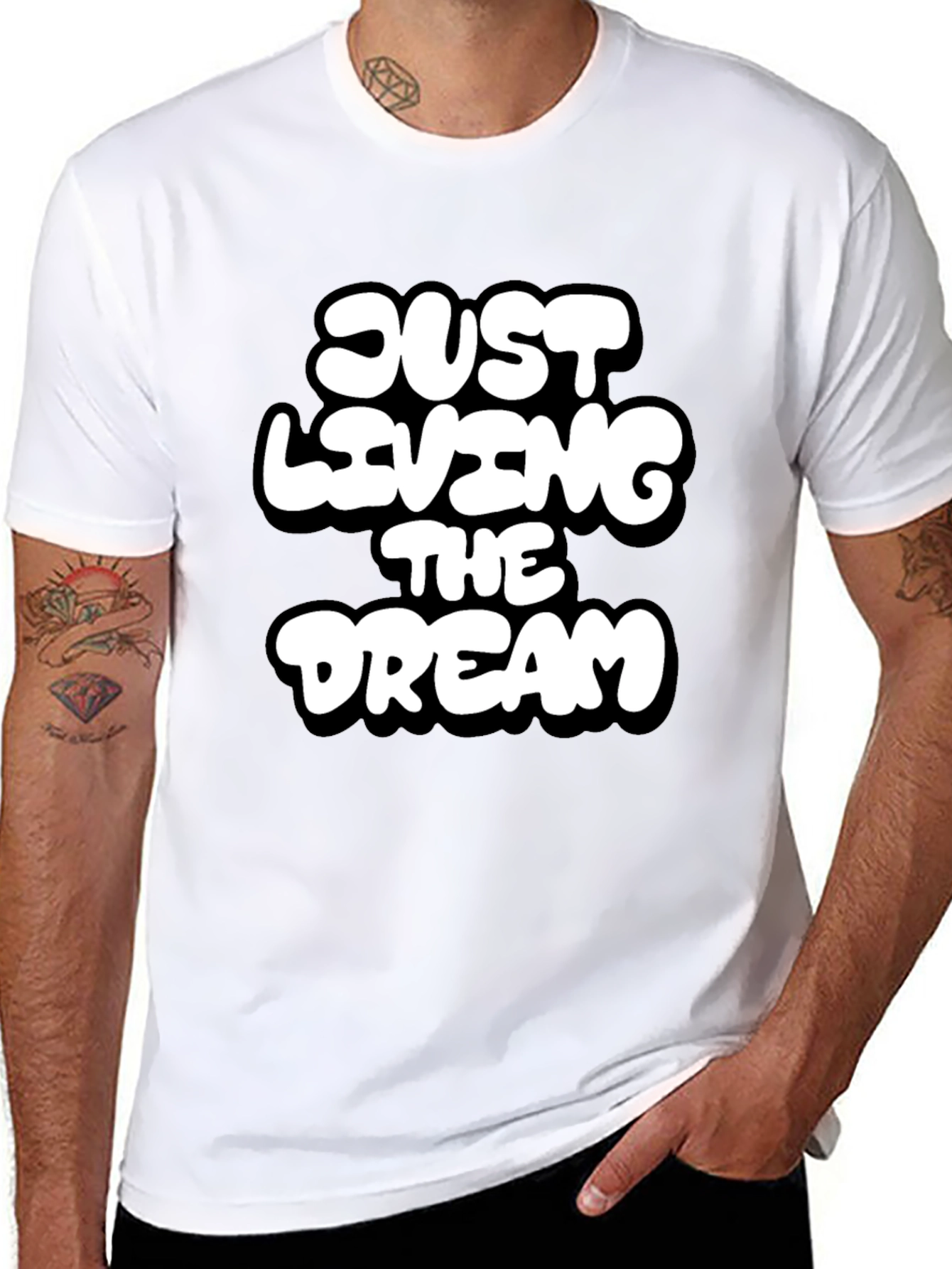 Just Living the Dream Black Graphic T-Shirt