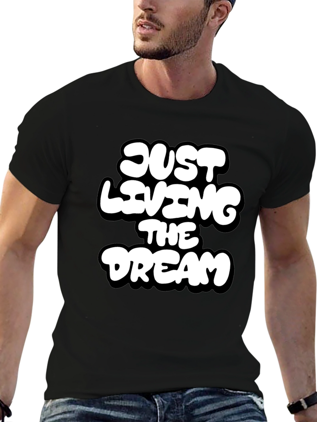 Just Living the Dream Black Graphic T-Shirt