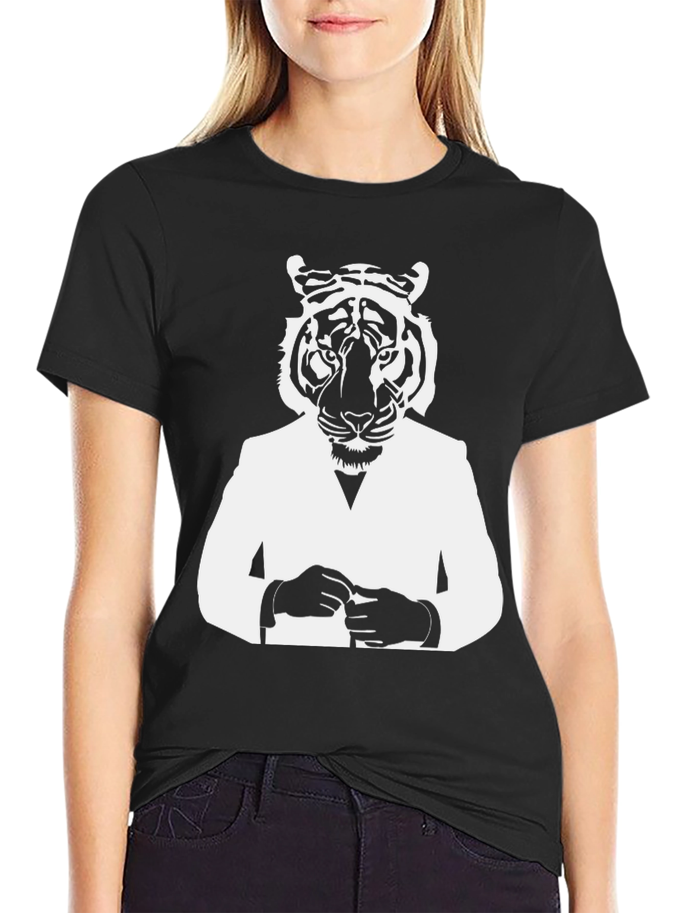 Tiger Man Graphic Tee - Stylish Black T-Shirt
