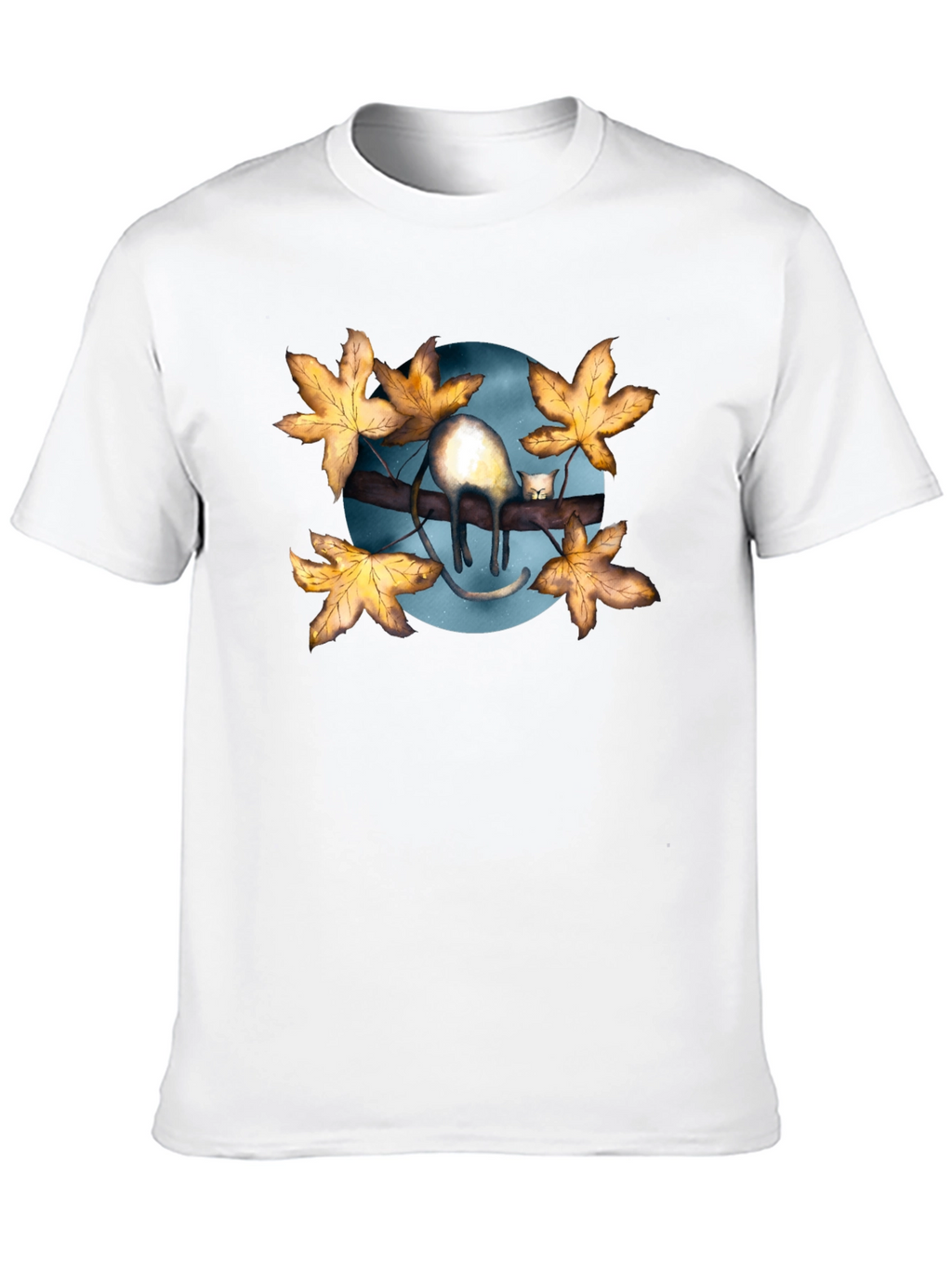 Cat on Branch T-Shirt - Unique Graphic Tee