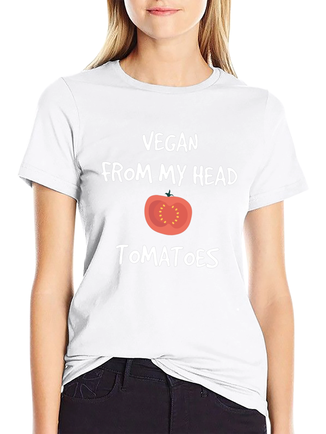 Vegan From My Head Tomatoes Black T-Shirt