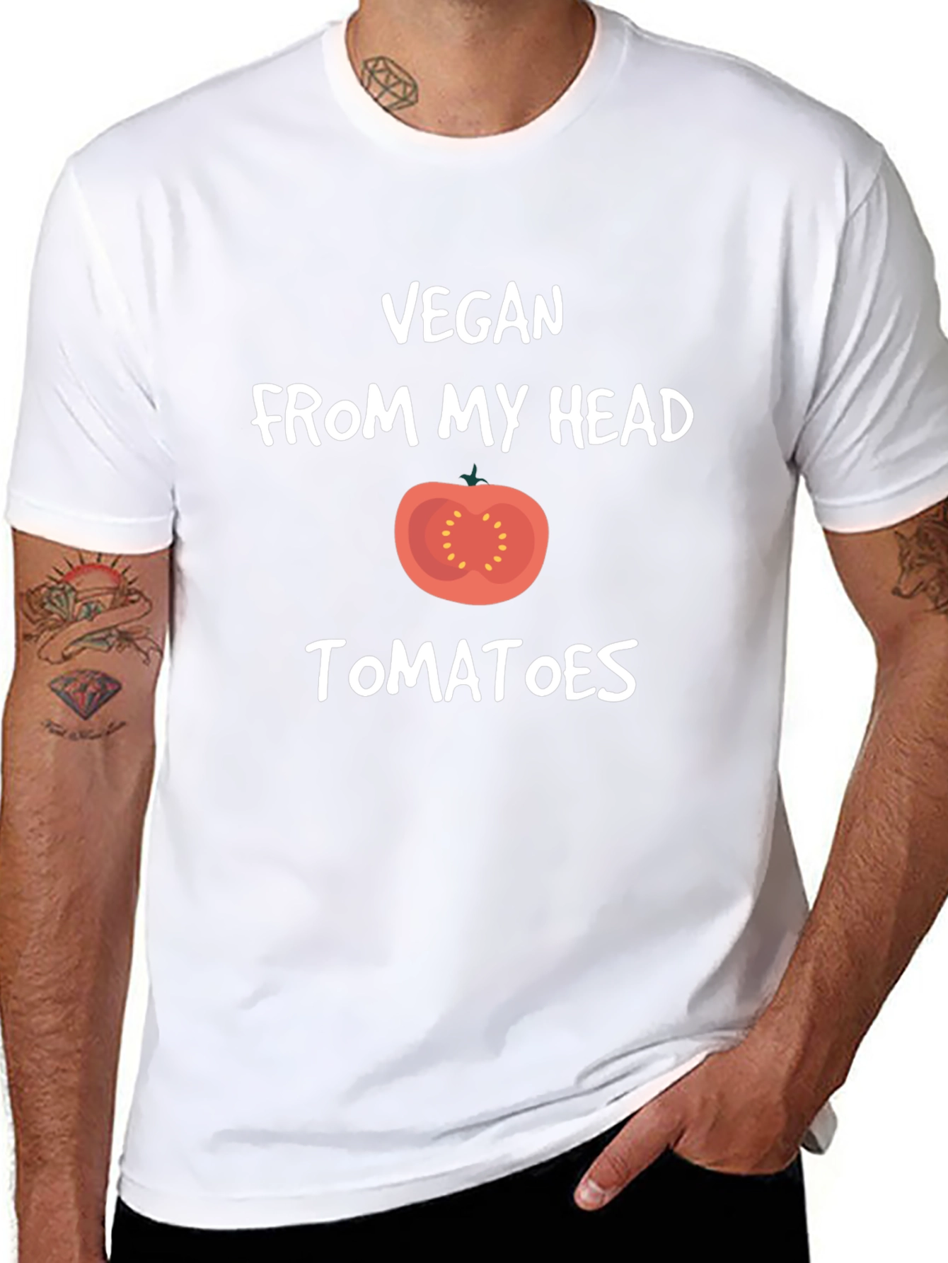 Vegan From My Head Tomatoes Black T-Shirt