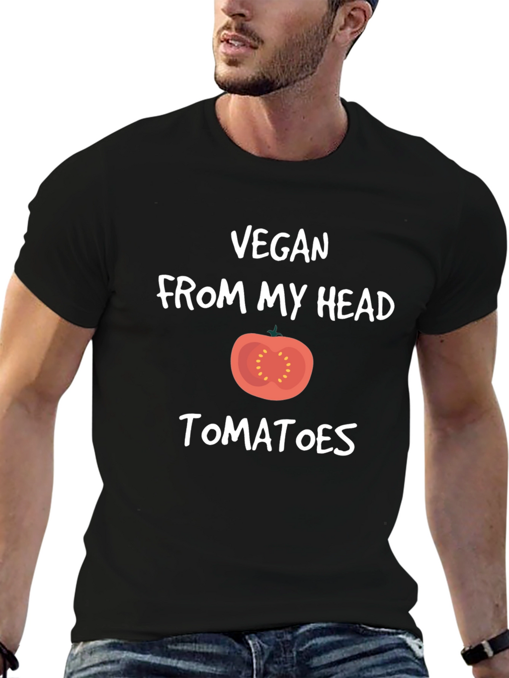 Vegan From My Head Tomatoes Black T-Shirt
