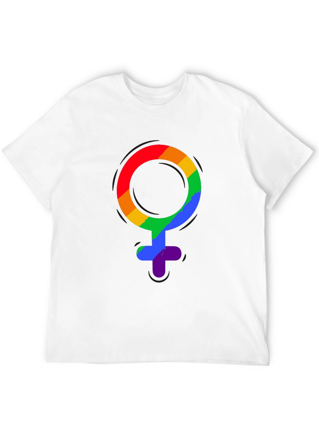 LGBT Pride Rainbow Venus Symbol Black T-Shirt