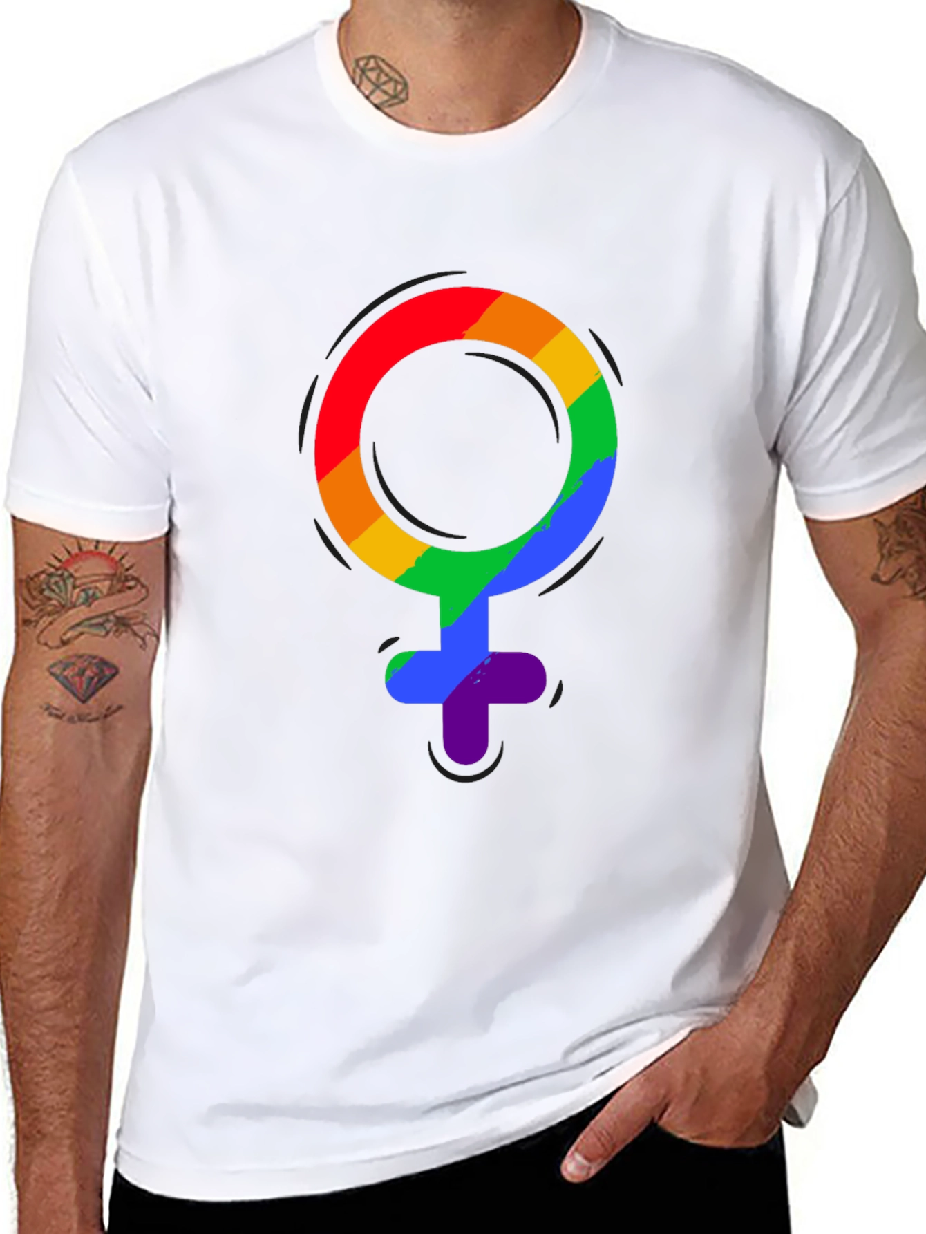 LGBT Pride Rainbow Venus Symbol Black T-Shirt