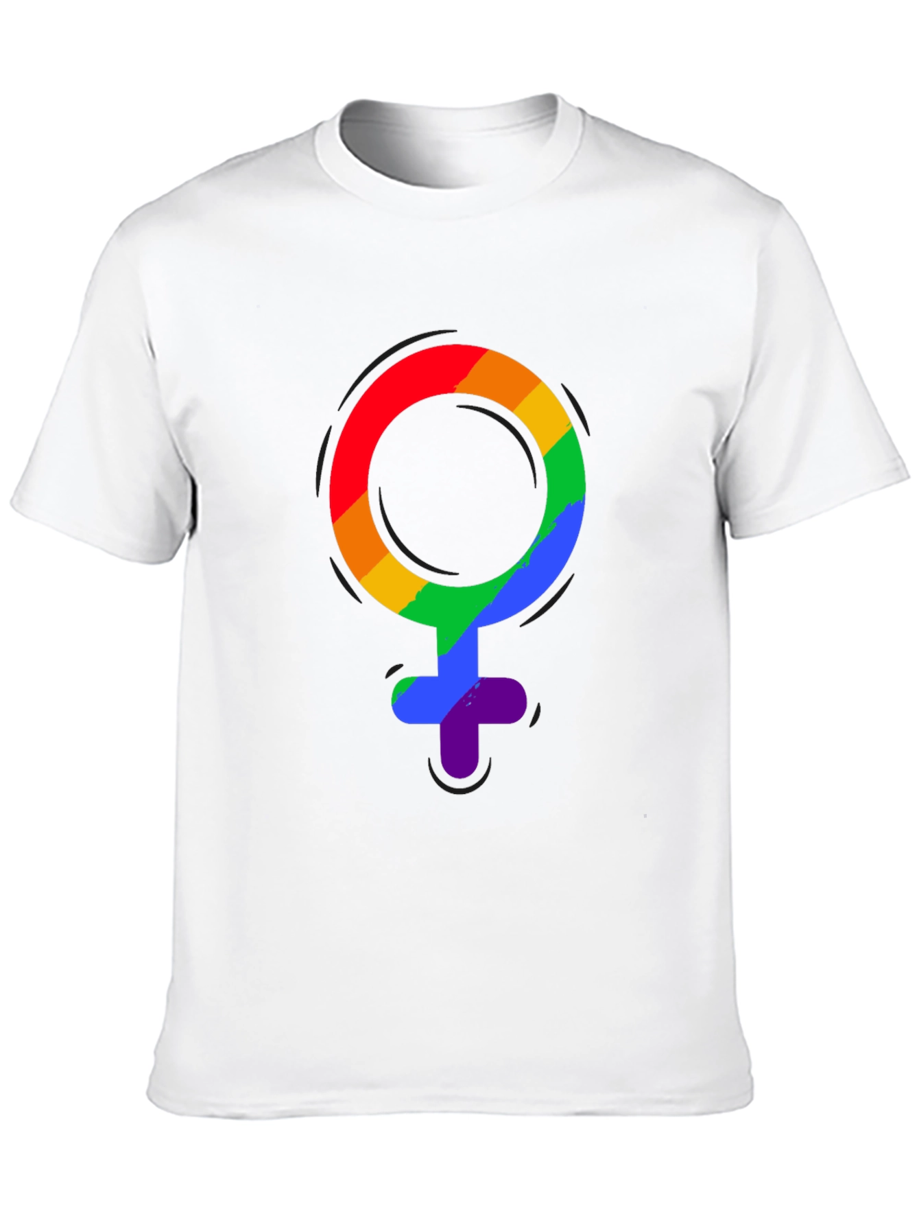 LGBT Pride Rainbow Venus Symbol Black T-Shirt