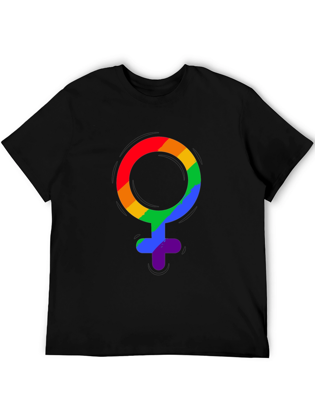 LGBT Pride Rainbow Venus Symbol Black T-Shirt