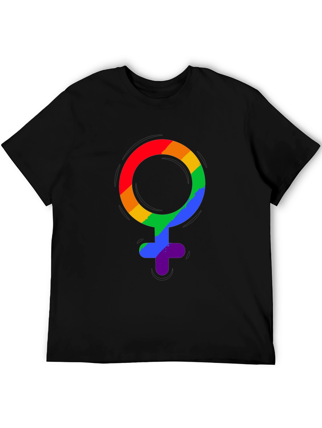 LGBT Pride Rainbow Venus Symbol Black T-Shirt