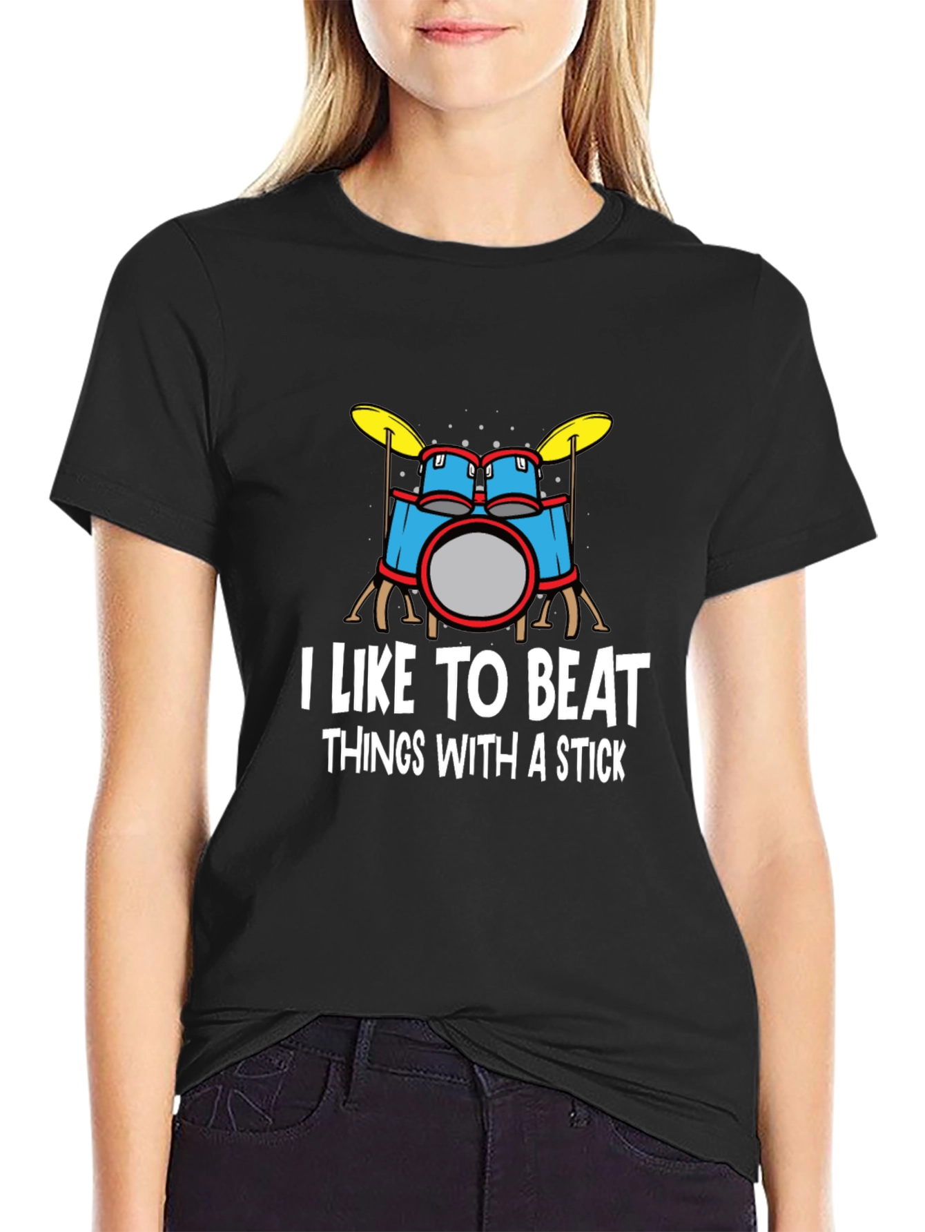 I Like to Beat Things With A Stick Drummer T-Shirt