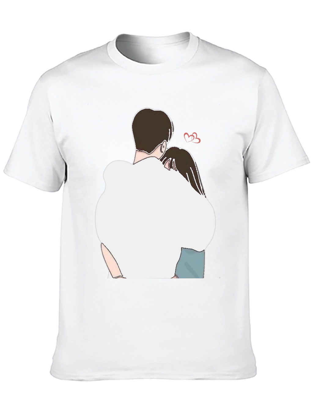 Romantic Couple Hug Graphic Tee - Black