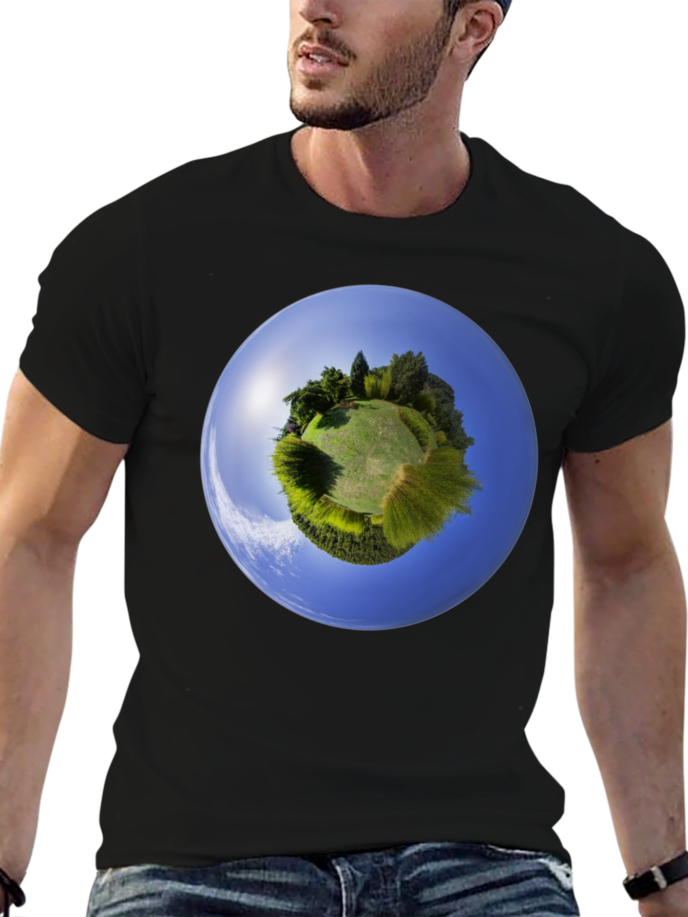 Planet Earth Graphic Tee - Round Neck Cotton Shirt
