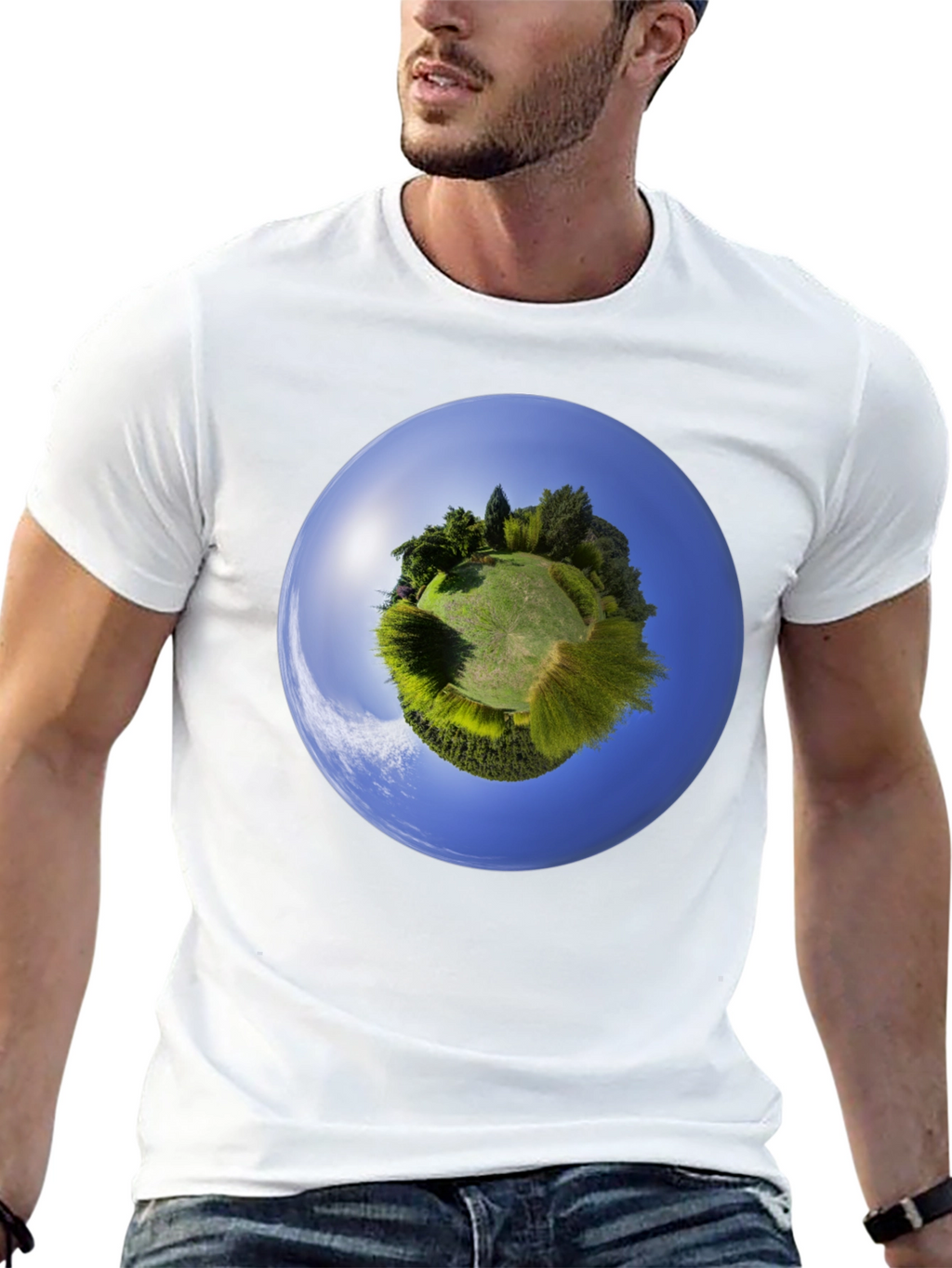 Planet Earth Graphic Tee - Round Neck Cotton Shirt