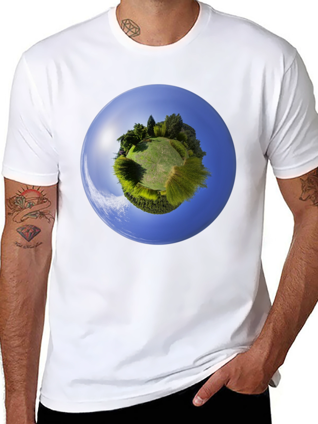 Planet Earth Graphic Tee - Round Neck Cotton Shirt