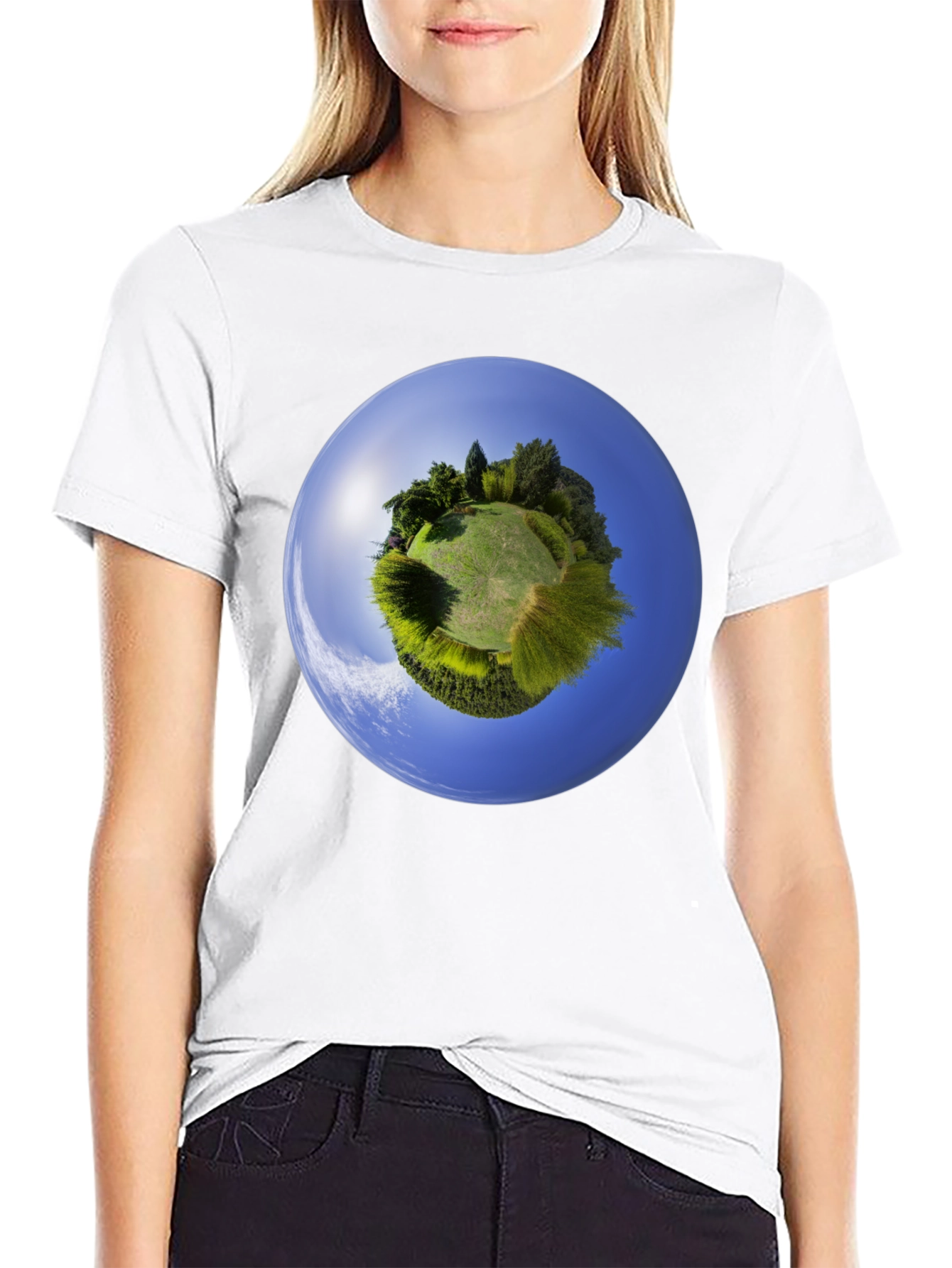 Planet Earth Graphic Tee - Round Neck Cotton Shirt