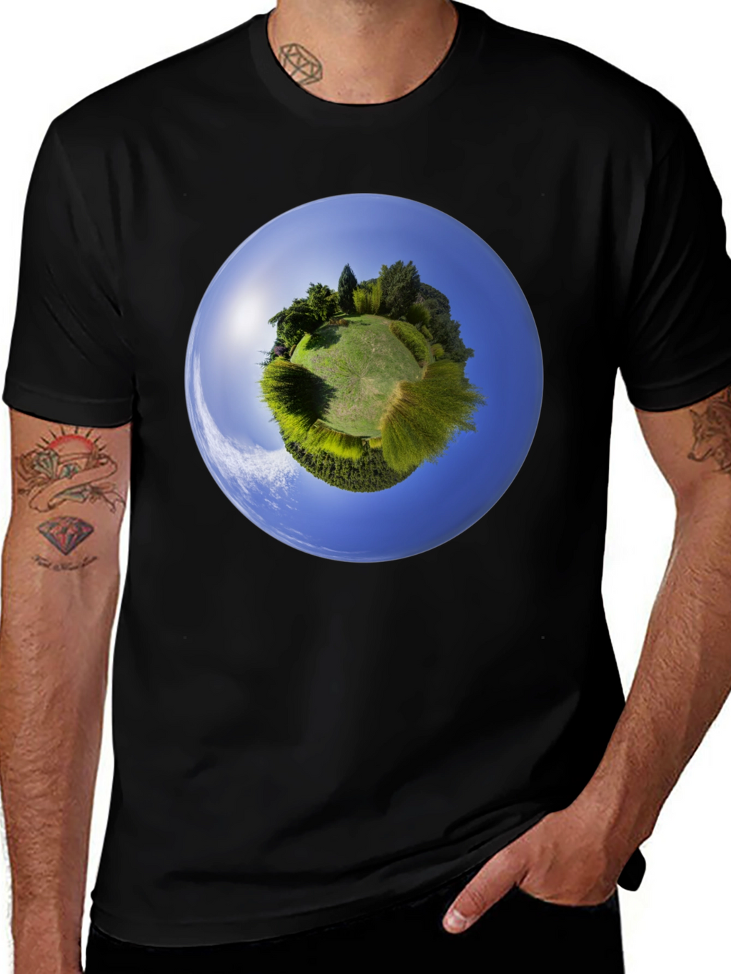 Planet Earth Graphic Tee - Round Neck Cotton Shirt