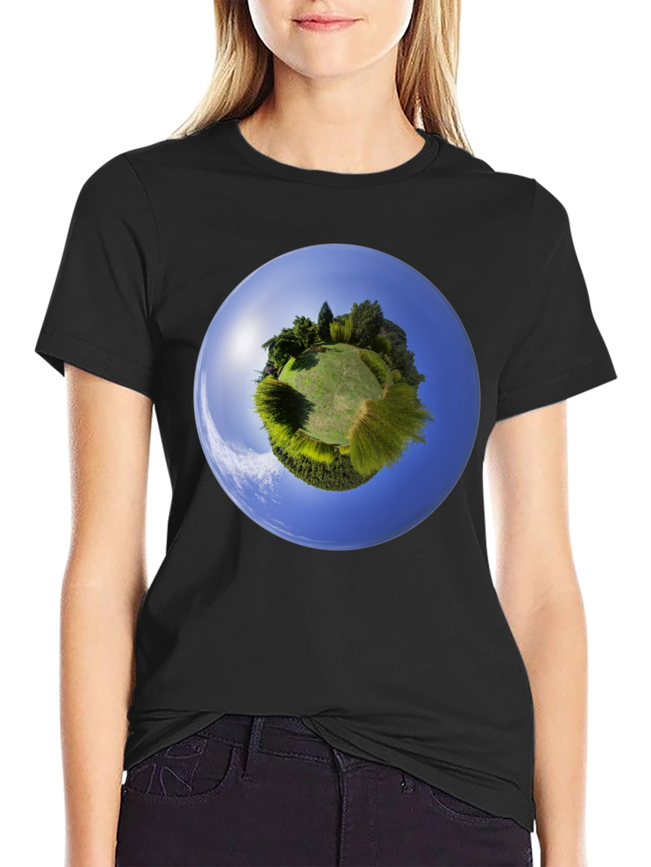 Planet Earth Graphic Tee - Round Neck Cotton Shirt