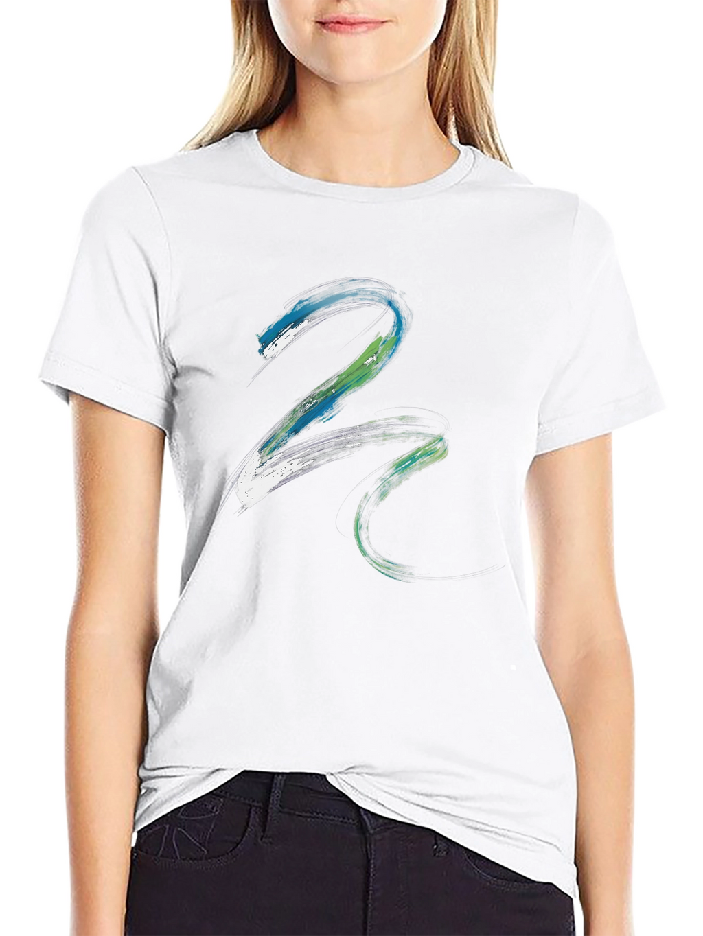 Abstract Paint Stroke Graphic Tee - Black