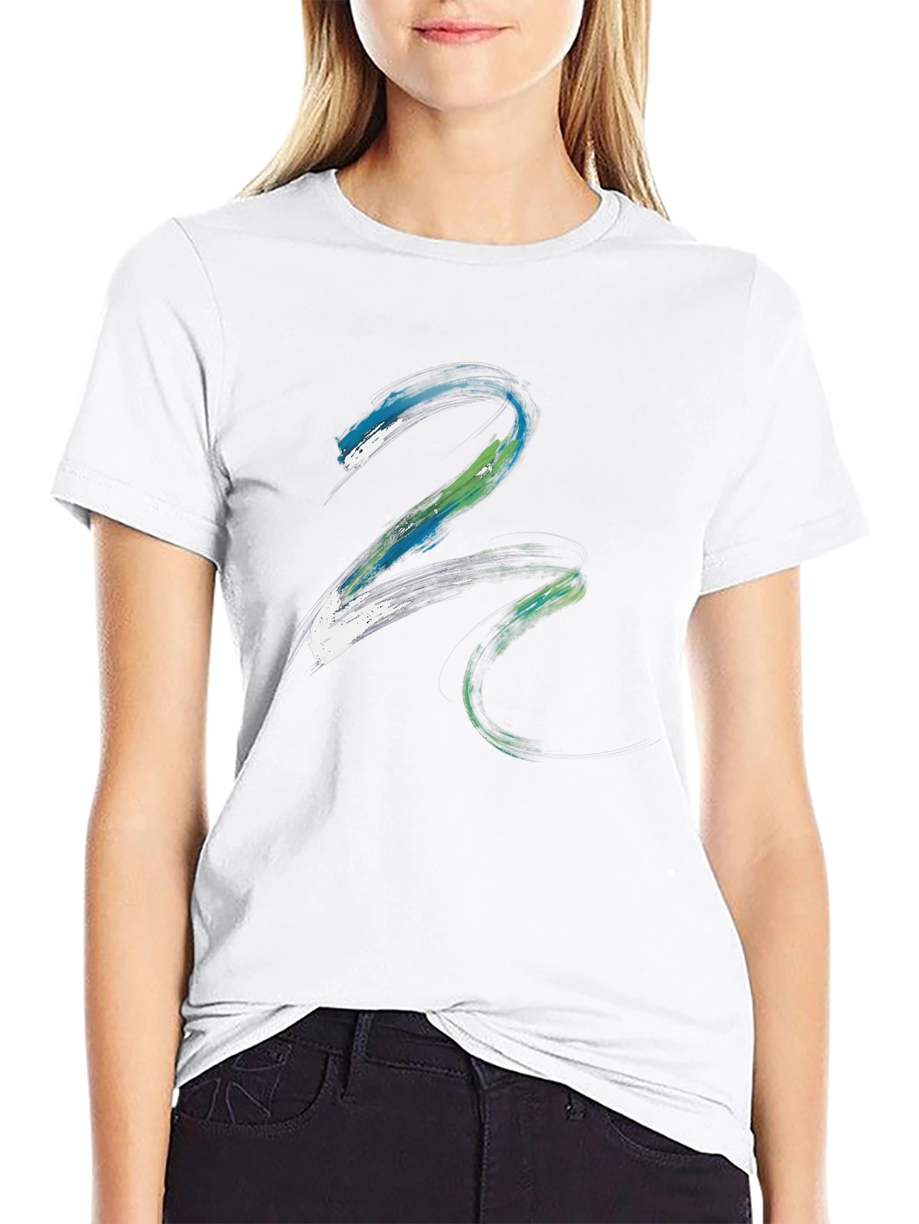 Abstract Paint Stroke Graphic Tee - Black