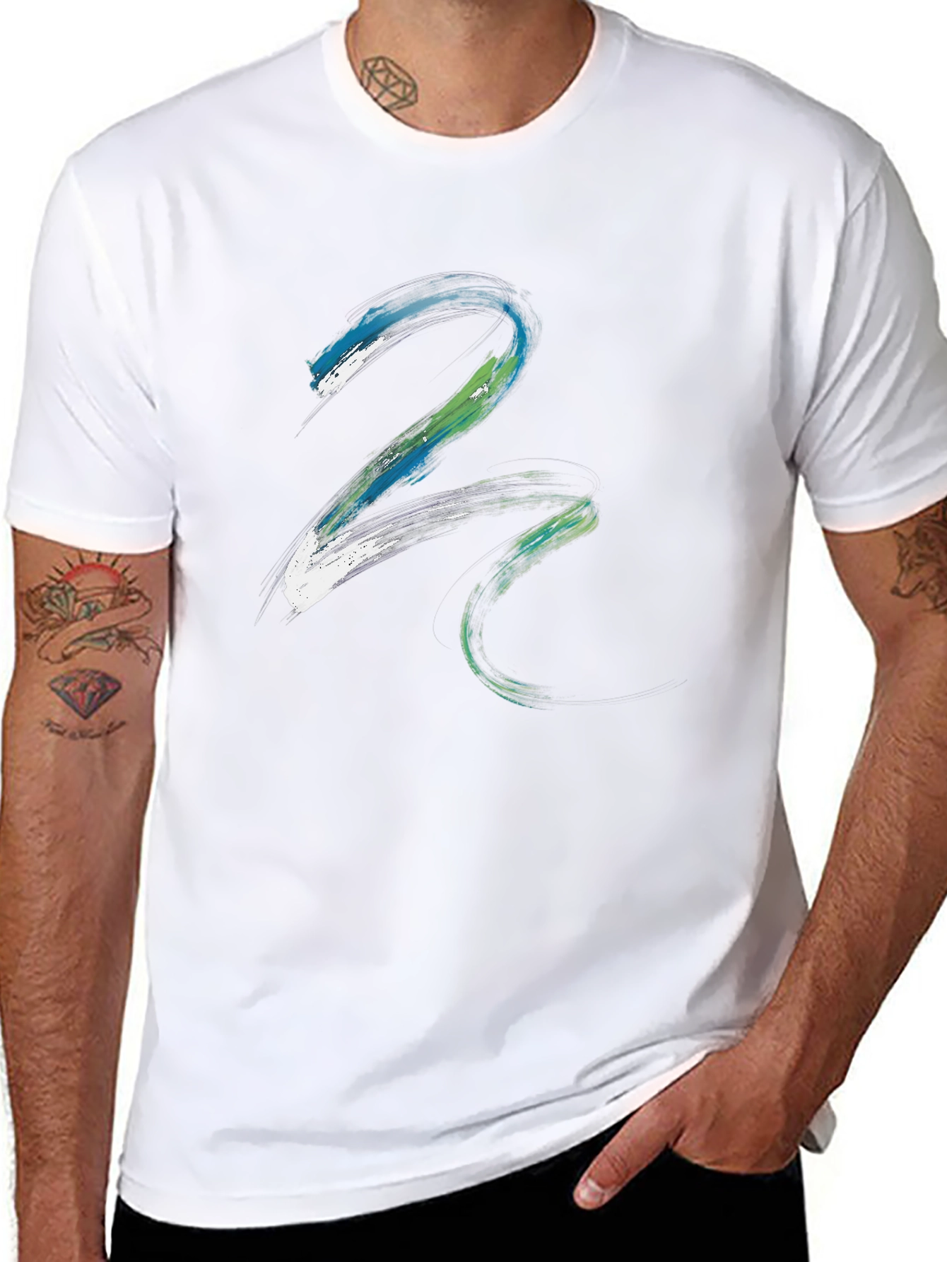 Abstract Paint Stroke Graphic Tee - Black