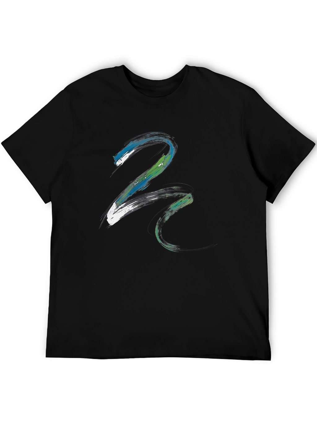 Abstract Paint Stroke Graphic Tee - Black