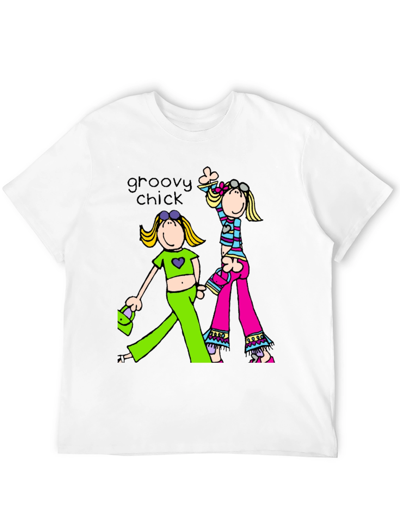 Groovy Chick Graphic Tee Retro Style Black T-Shirt