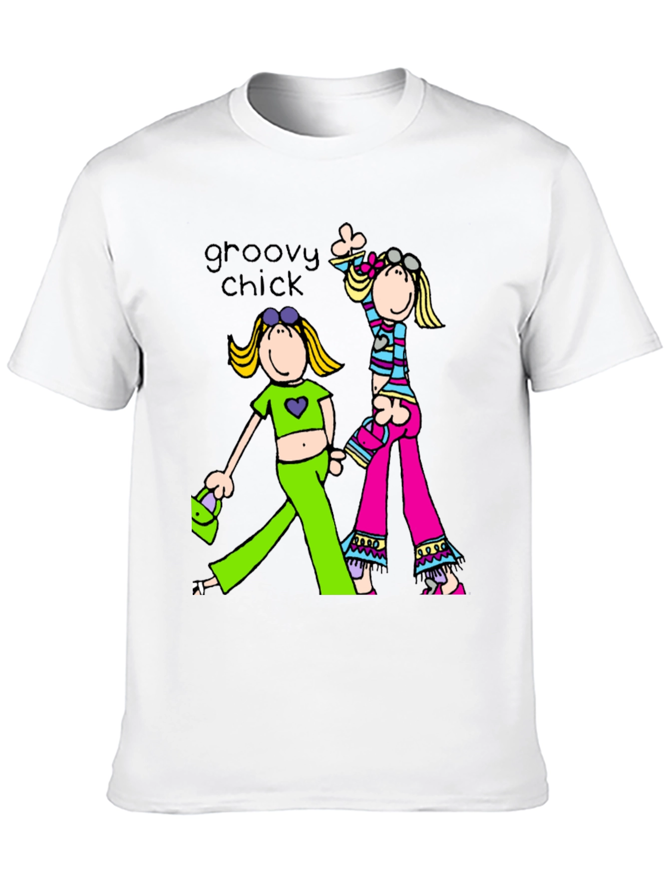 Groovy Chick Graphic Tee Retro Style Black T-Shirt