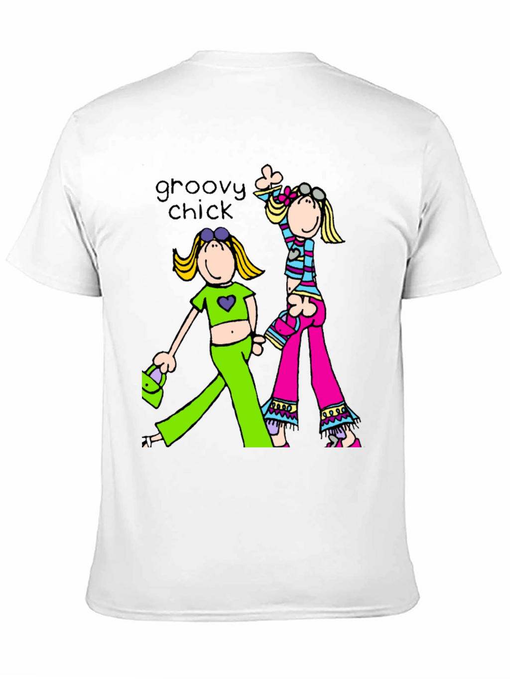 Groovy Chick Graphic Tee Retro Style Black T-Shirt