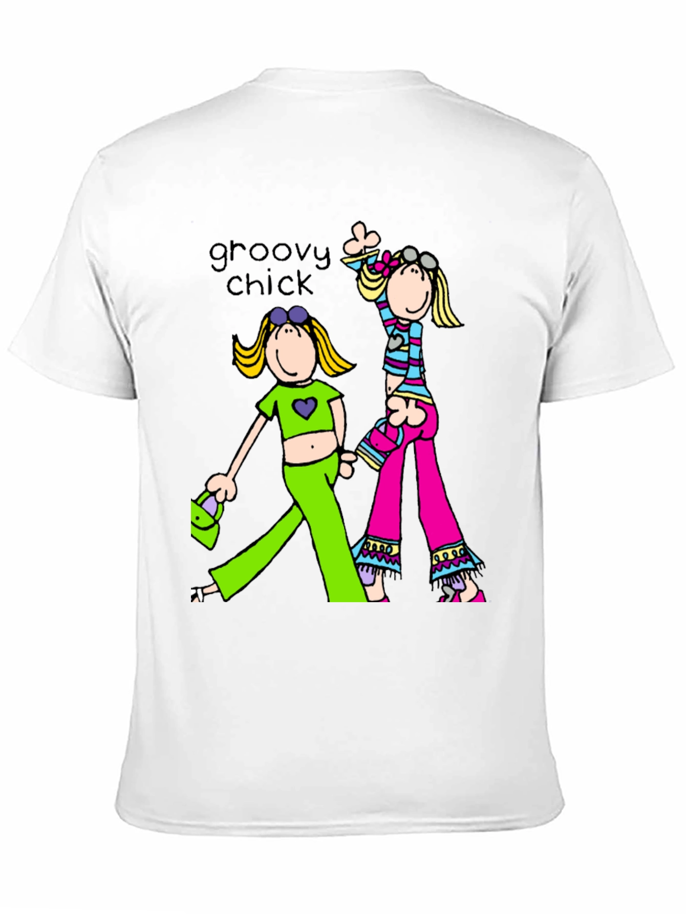 Groovy Chick Graphic Tee Retro Style Black T-Shirt