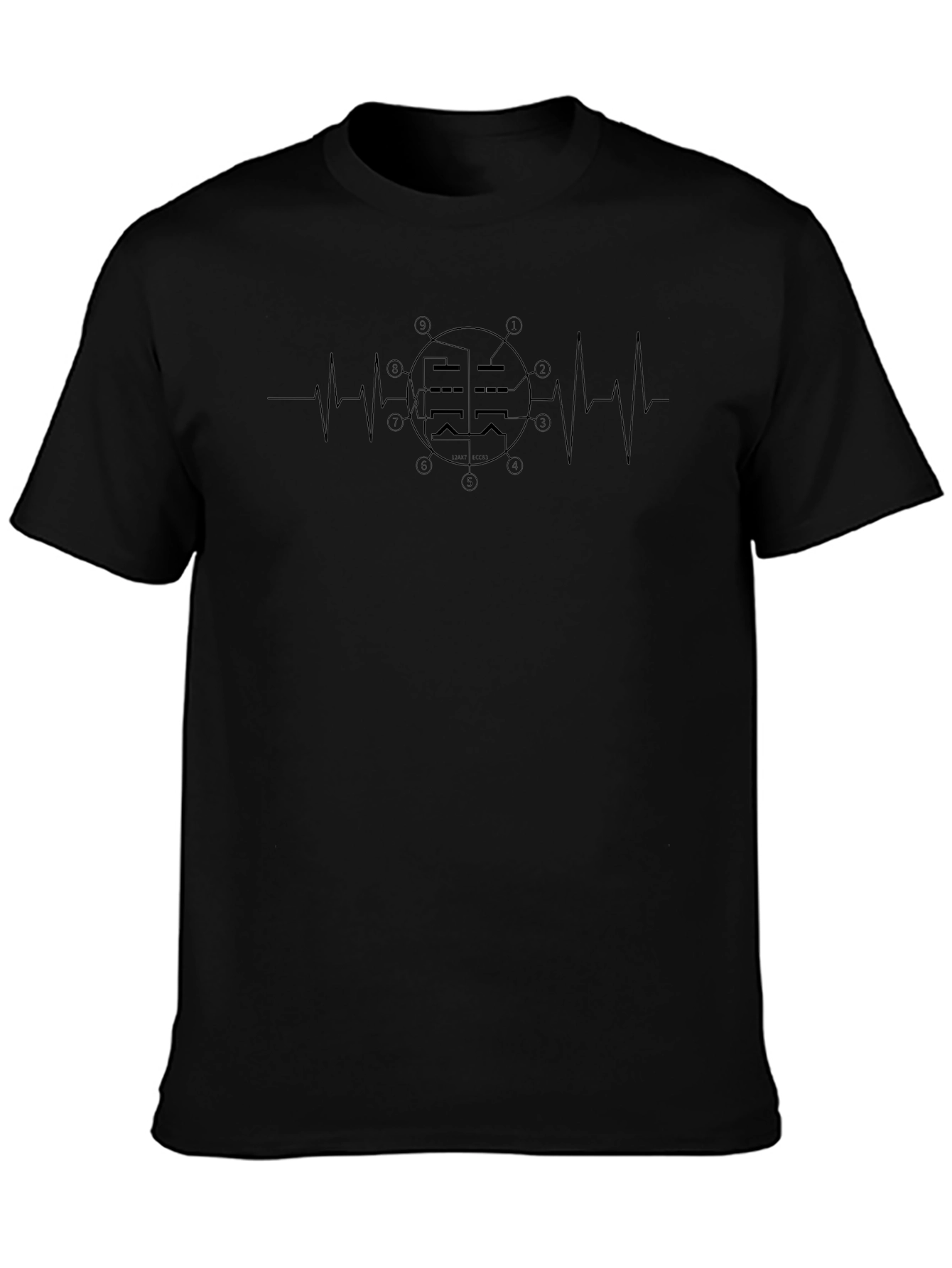 Heartbeat Tube T-Shirt - Black Graphic Tee